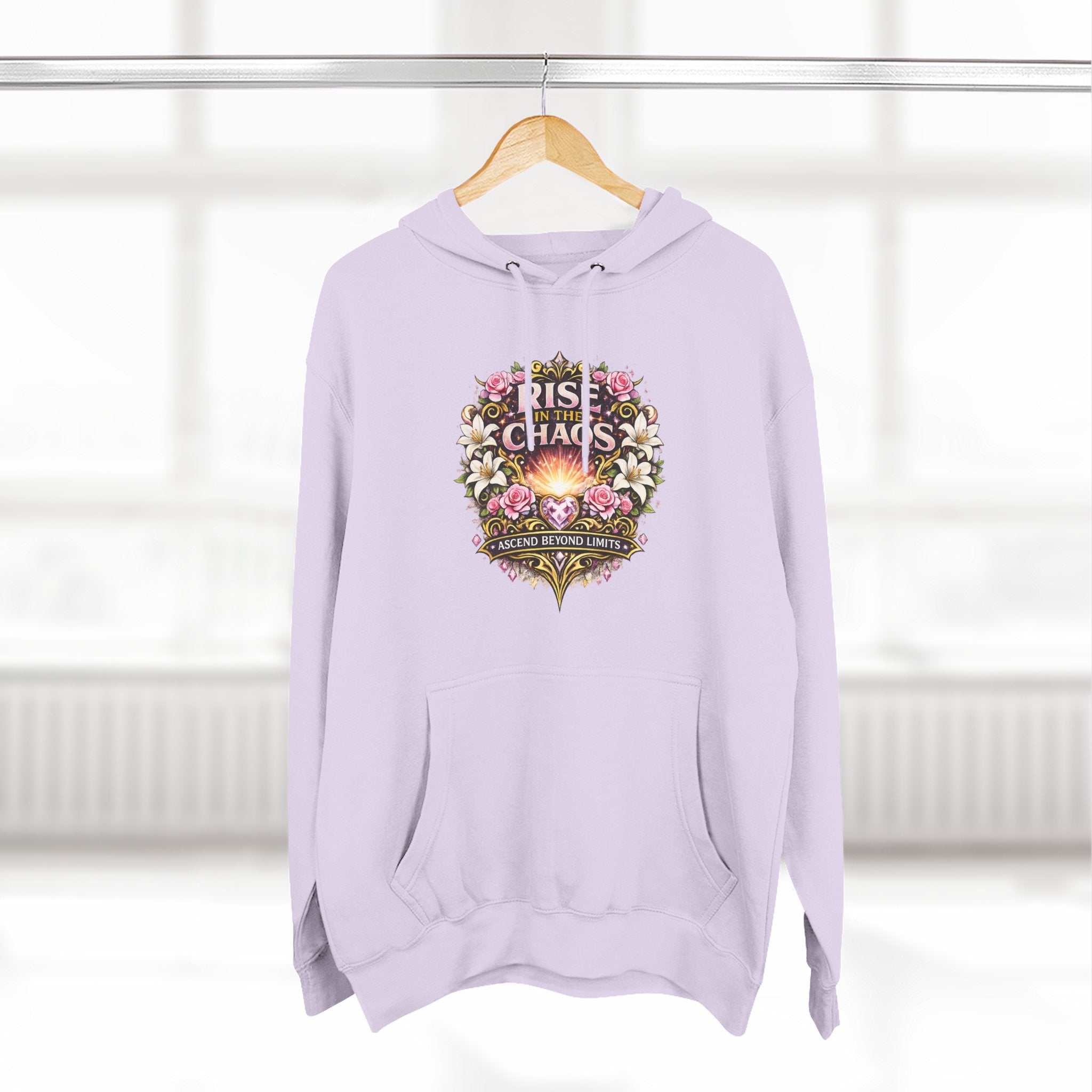 Floral 'Rise from Chaos' Hoodie — Vintage Crest Graphic Pullover