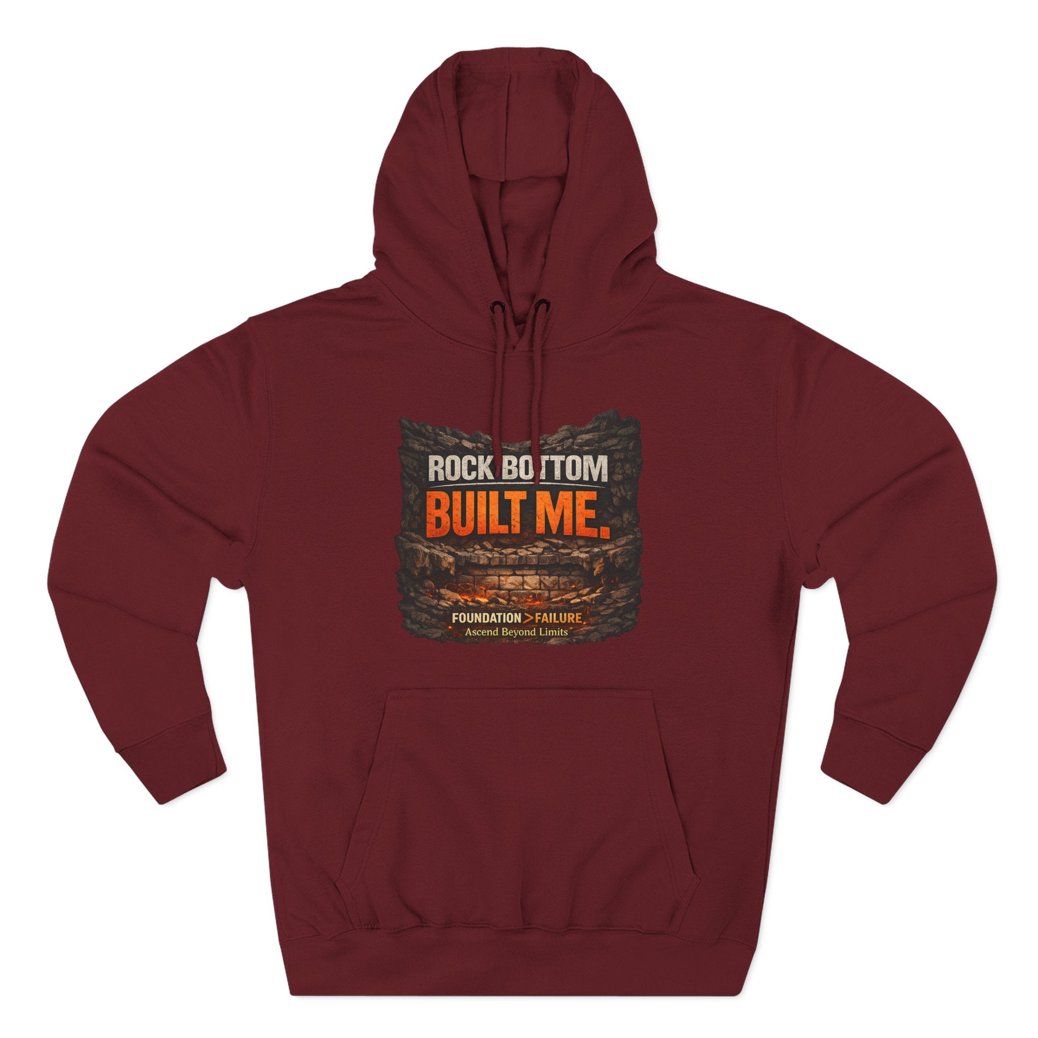 Rock Bottom Built Me Hoodie — Inspirational Recovery Fleece Pullover