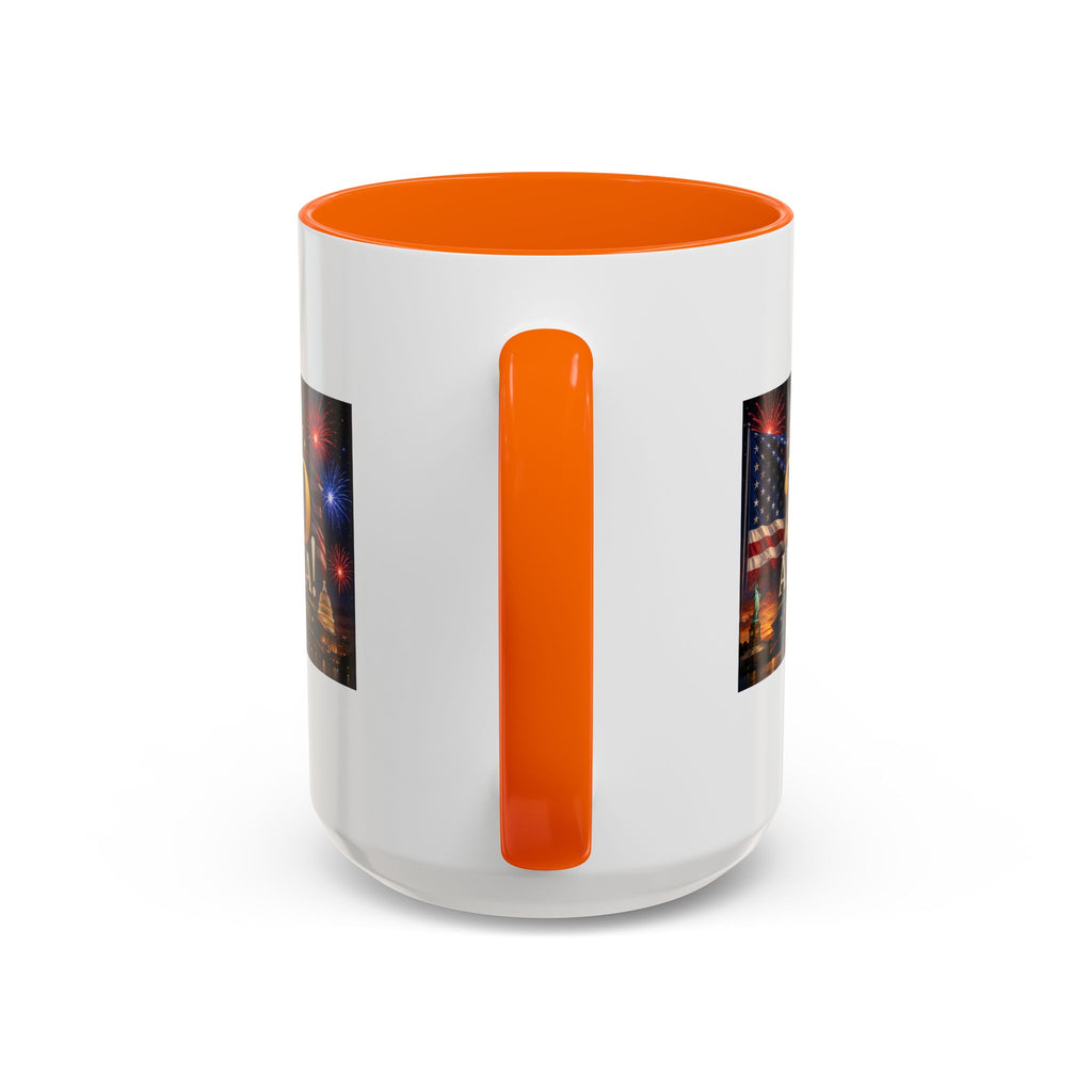 Happy 250 America Accent Coffee Mug — Patriotic Fireworks & Flag 11/15oz
