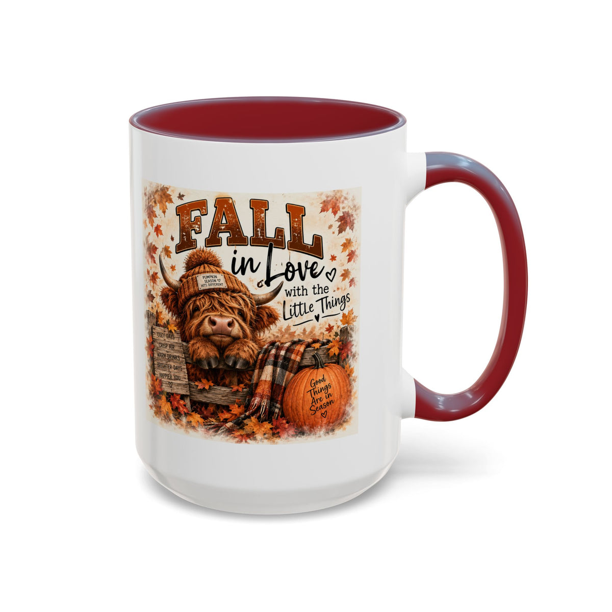 Fall in Love With the Little Things — Highland Cow Mug
