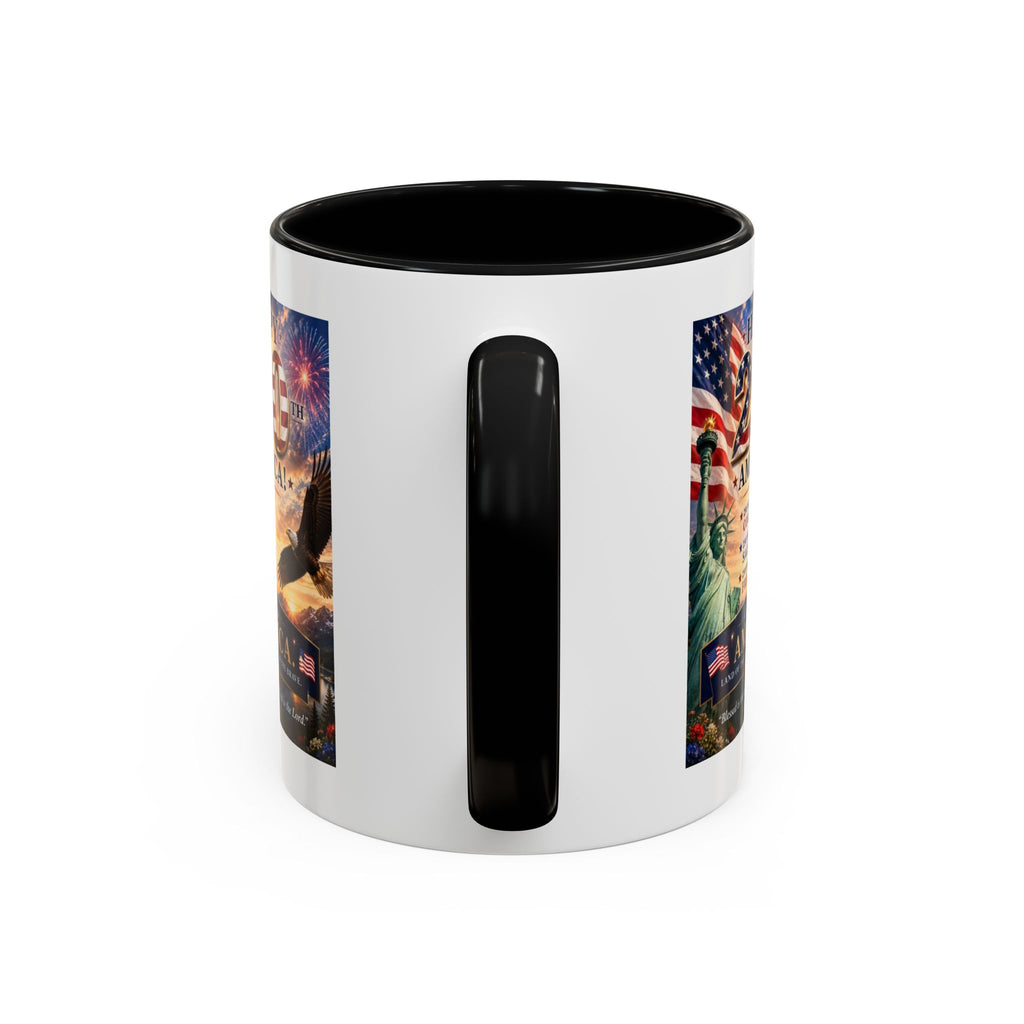 Happy 250th America Coffee Mug — Patriotic Statue of Liberty & Eagle 4th of July Gift