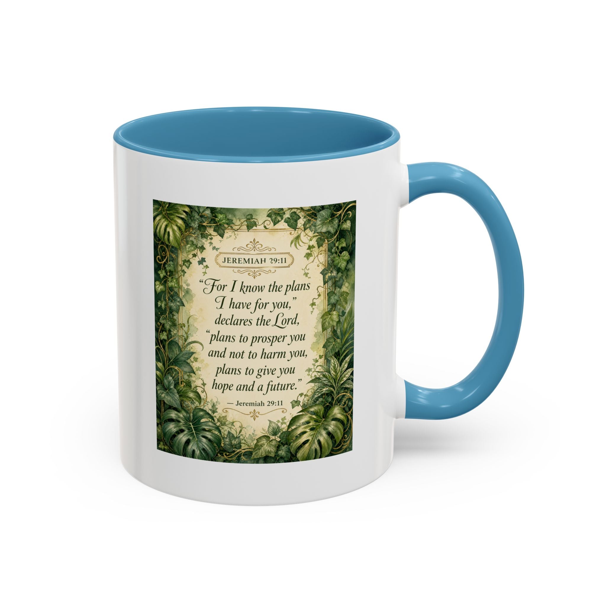 Jeremiah 29:11 Inspirational Coffee Mug – Bible Verse Floral Accent (11/15oz)