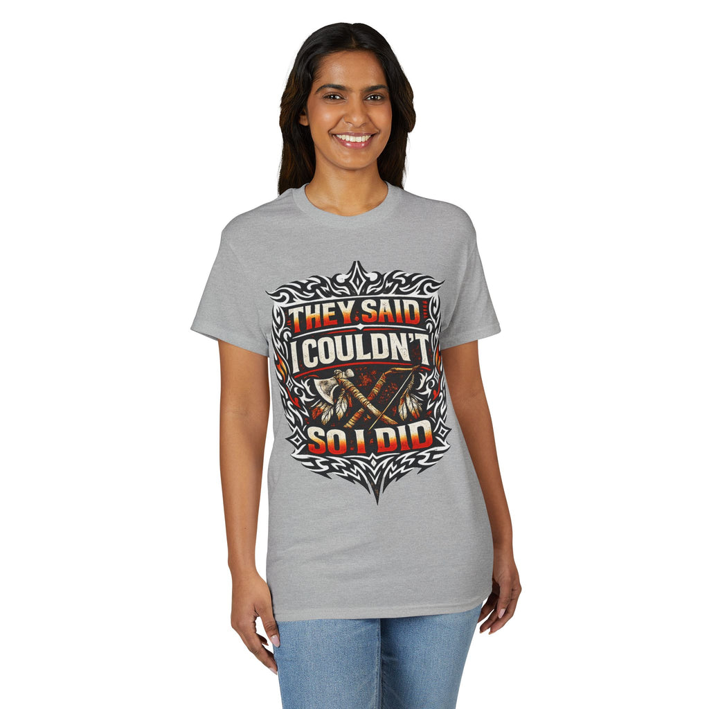 They Said I Couldn't So I Did T-Shirt — Motivational Motorcycle Flames Graphic Tee