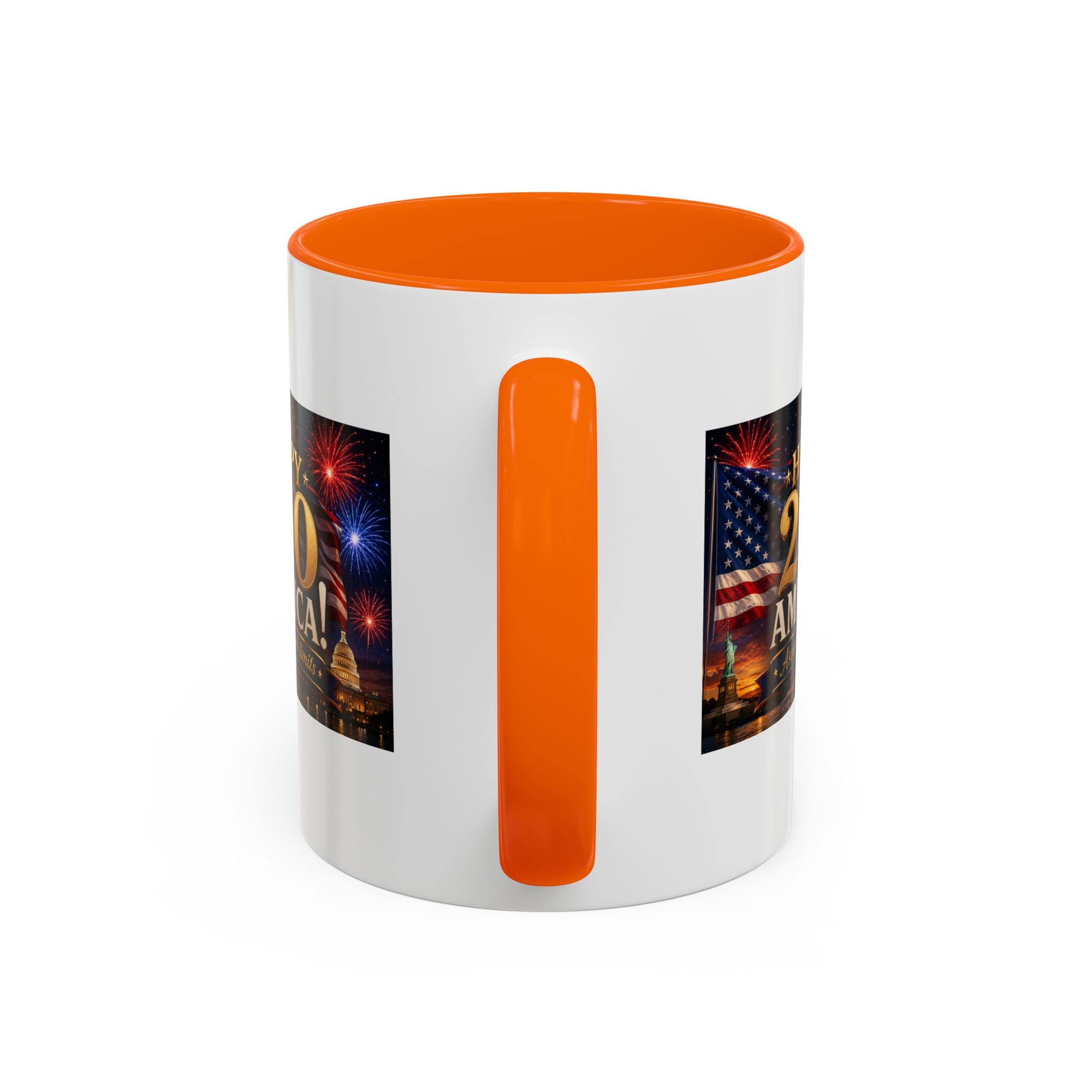 Happy 250 America Accent Coffee Mug — Patriotic Fireworks & Flag 11/15oz