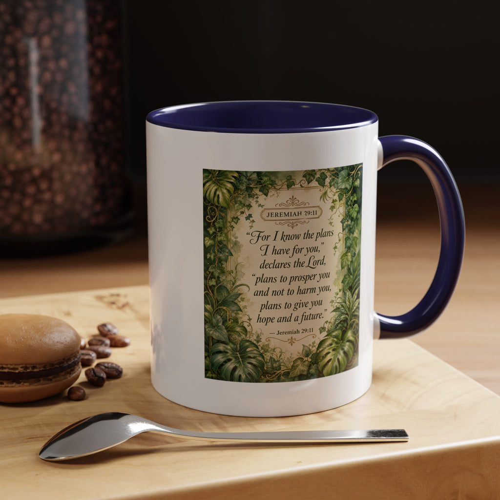 Jeremiah 29:11 Inspirational Coffee Mug – Bible Verse Floral Accent (11/15oz)