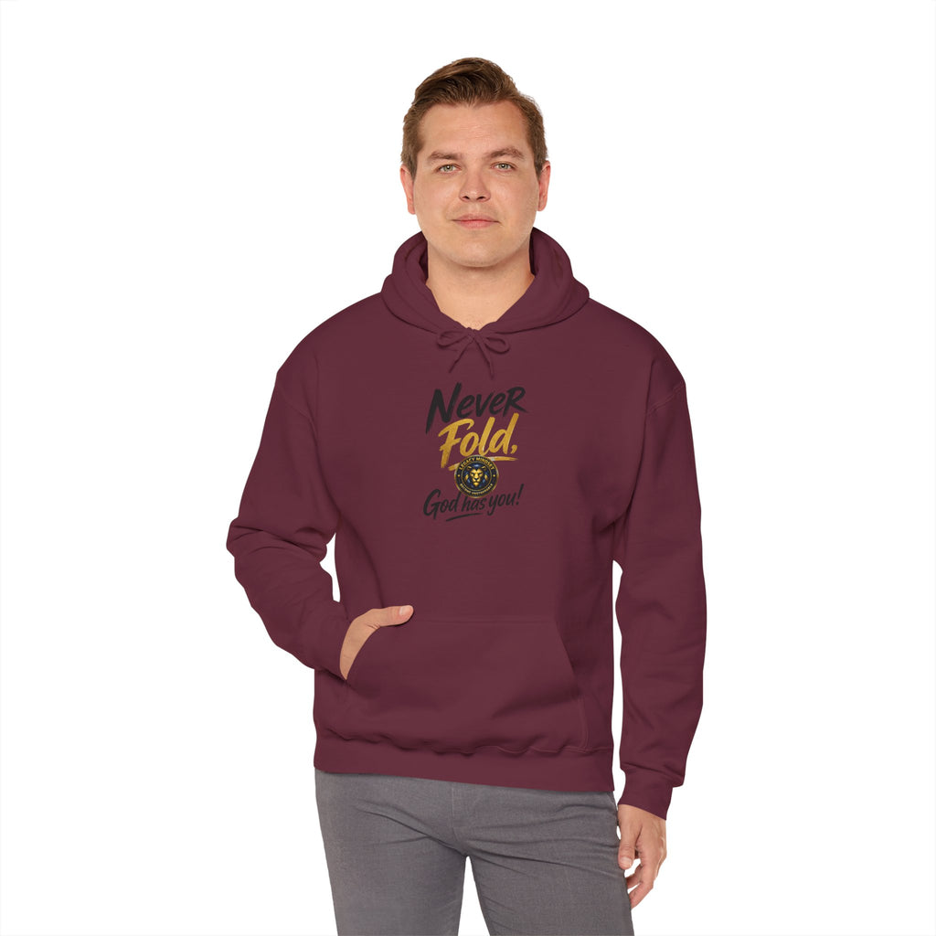 Never Fold Hoodie — 'God Has You' Faith Graphic Sweatshirt