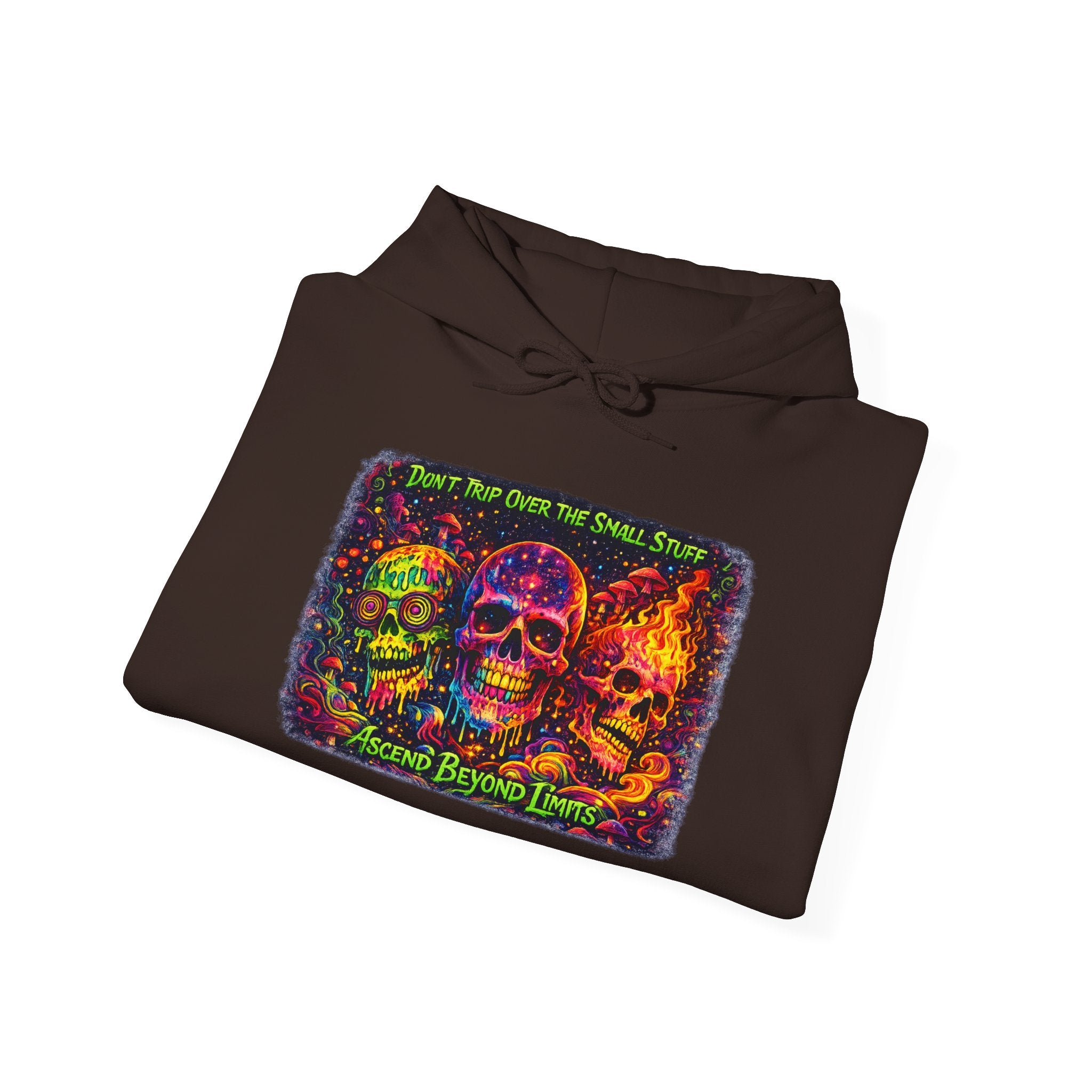 Psychedelic Skull Hoodie – "Faces Beyond Limits" Neon Horror Pullover