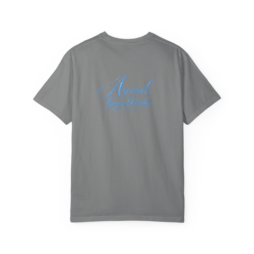 Yashua Is King T‑Shirt — Heavenly Gold Faith Tee (Back: "Ascend beyond limits")