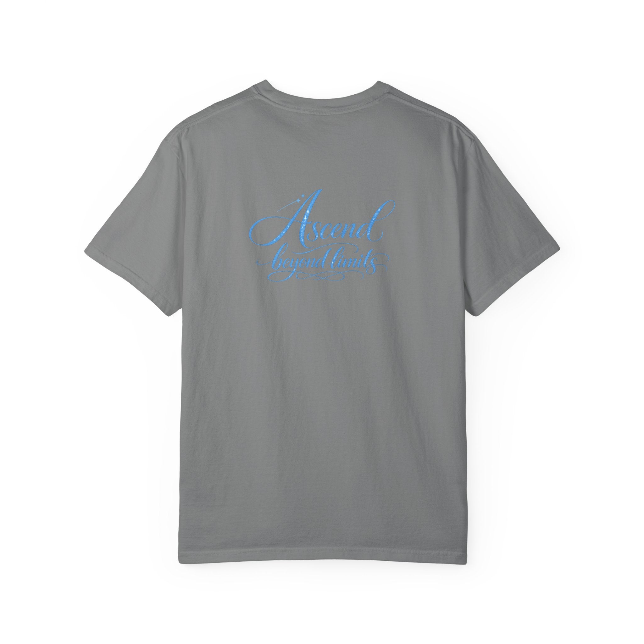 Yashua Is King T‑Shirt — Heavenly Gold Faith Tee (Back: "Ascend beyond limits")