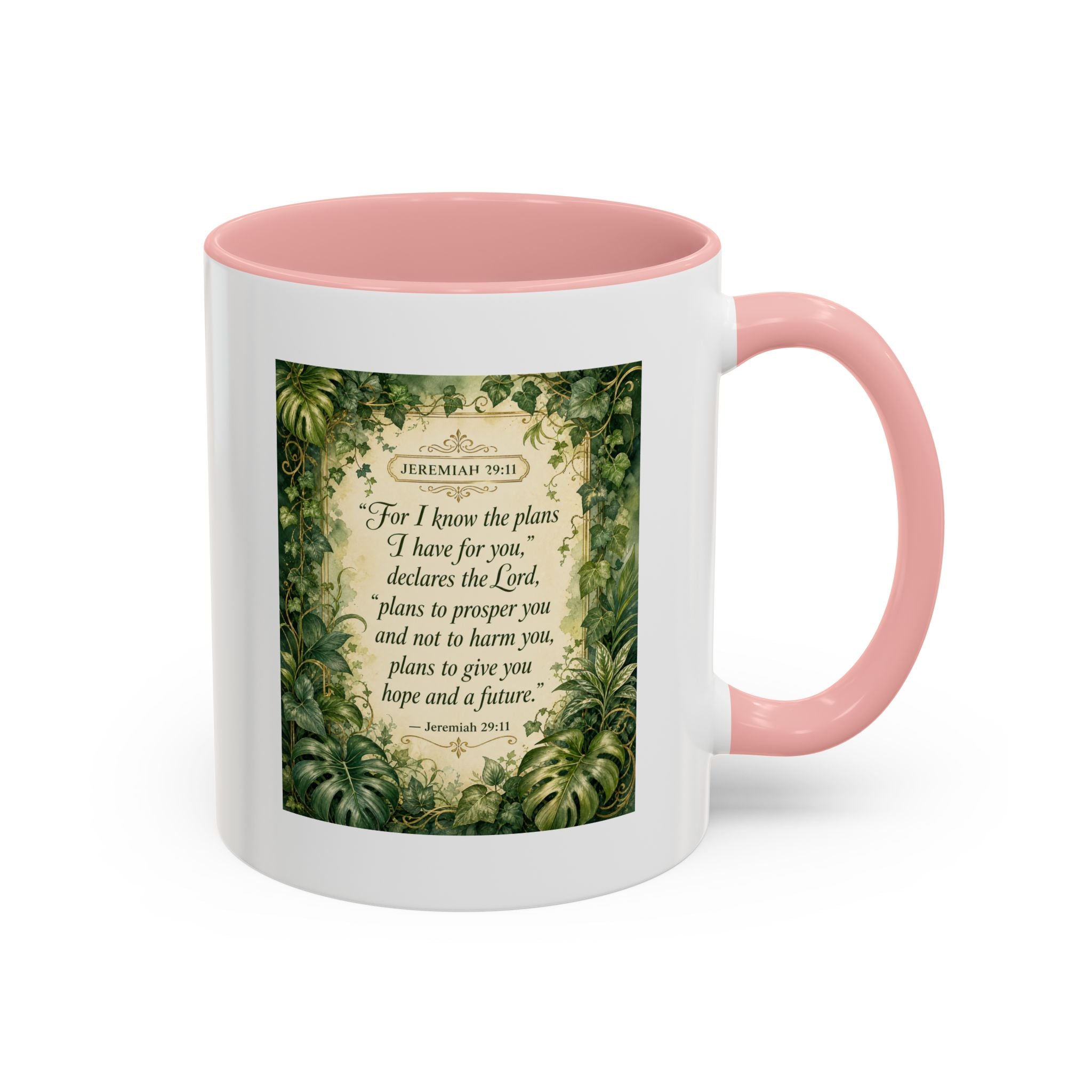 Jeremiah 29:11 Inspirational Coffee Mug – Bible Verse Floral Accent (11/15oz)