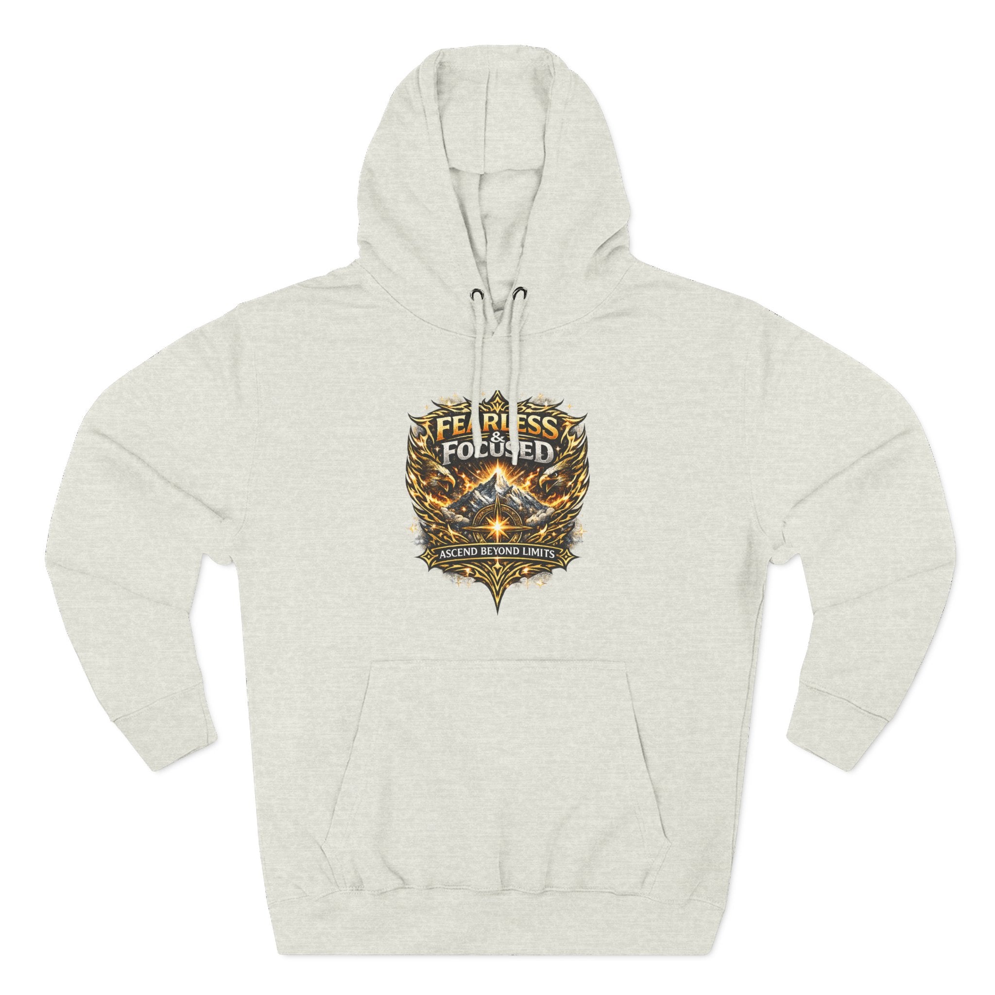 Fearless & Focused Shield Hoodie — Motivational Graphic Pullover