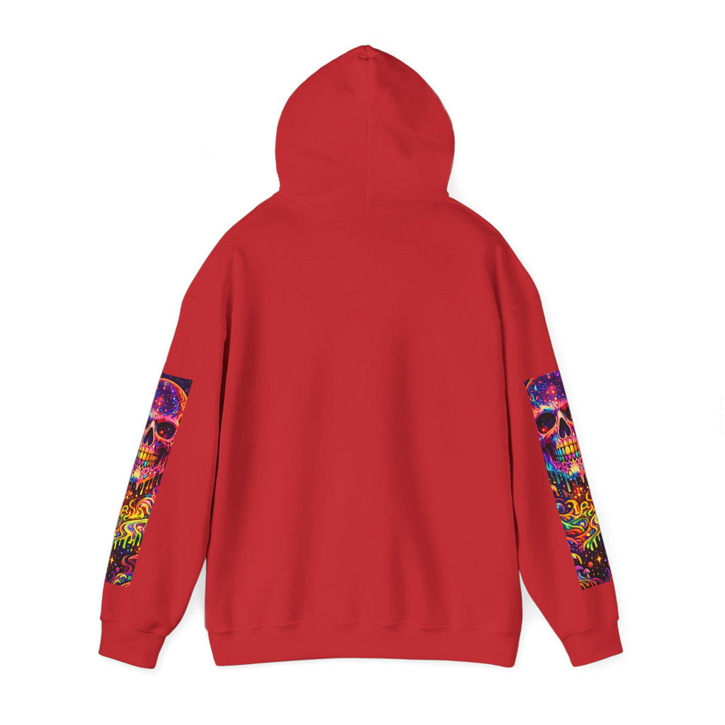 Psychedelic Skull Hoodie – "Faces Beyond Limits" Neon Horror Pullover