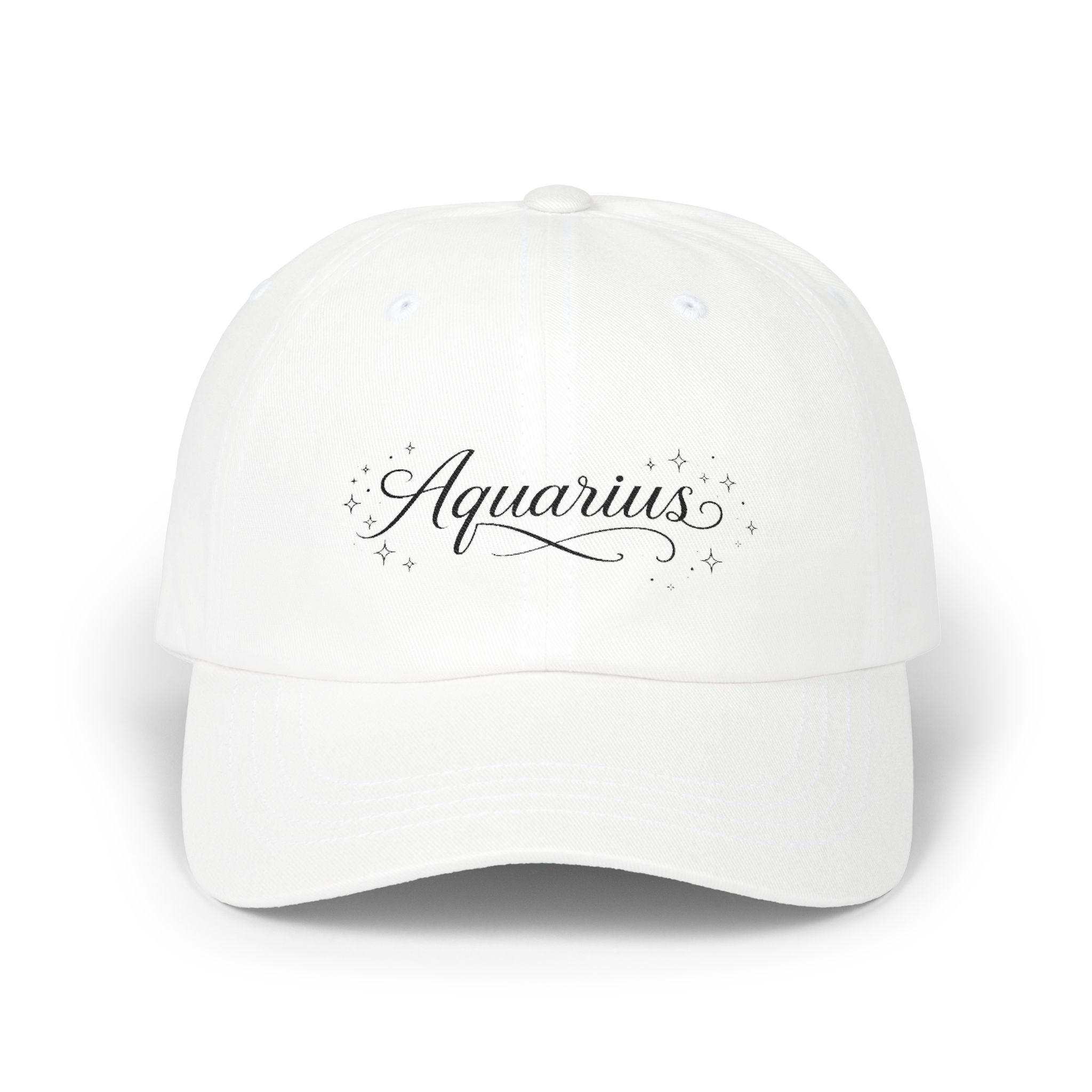 Aquarius Dad Cap – Elegant Script Zodiac Baseball Hat