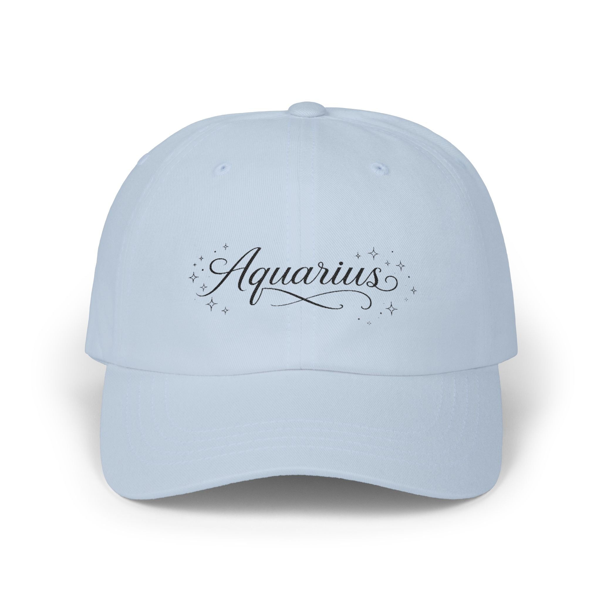 Aquarius Dad Cap – Elegant Script Zodiac Baseball Hat