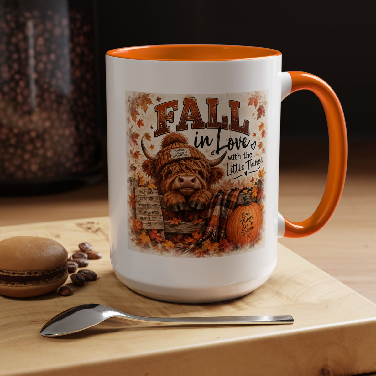 Fall in Love With the Little Things — Highland Cow Mug