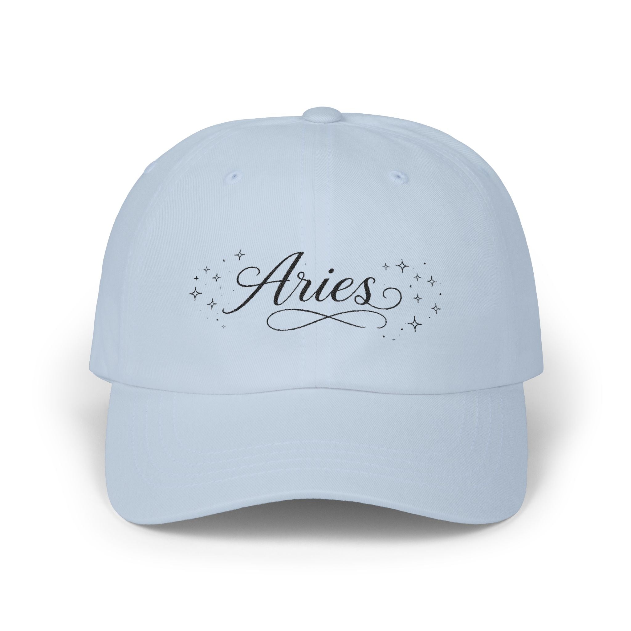 Aries Dad Cap — Astrology Baseball Hat with Sparkle Script