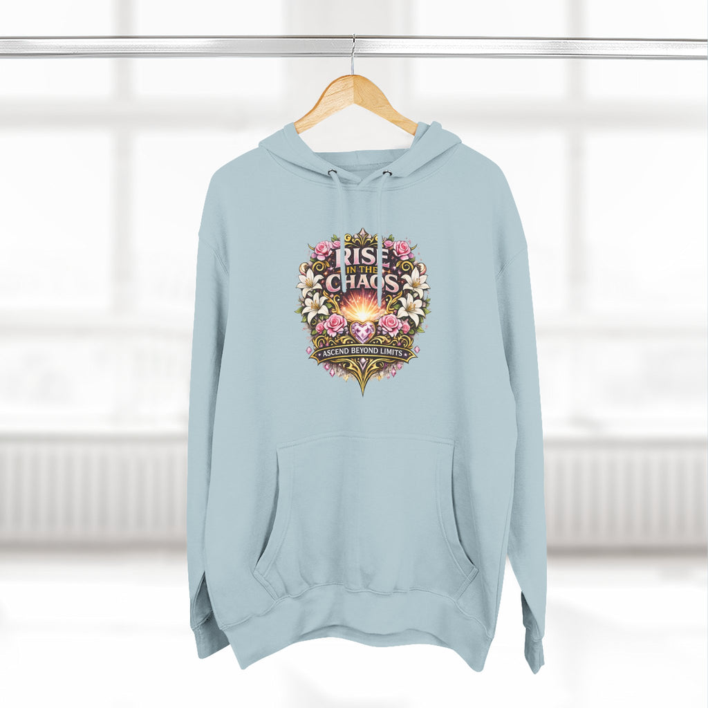 Floral 'Rise from Chaos' Hoodie — Vintage Crest Graphic Pullover