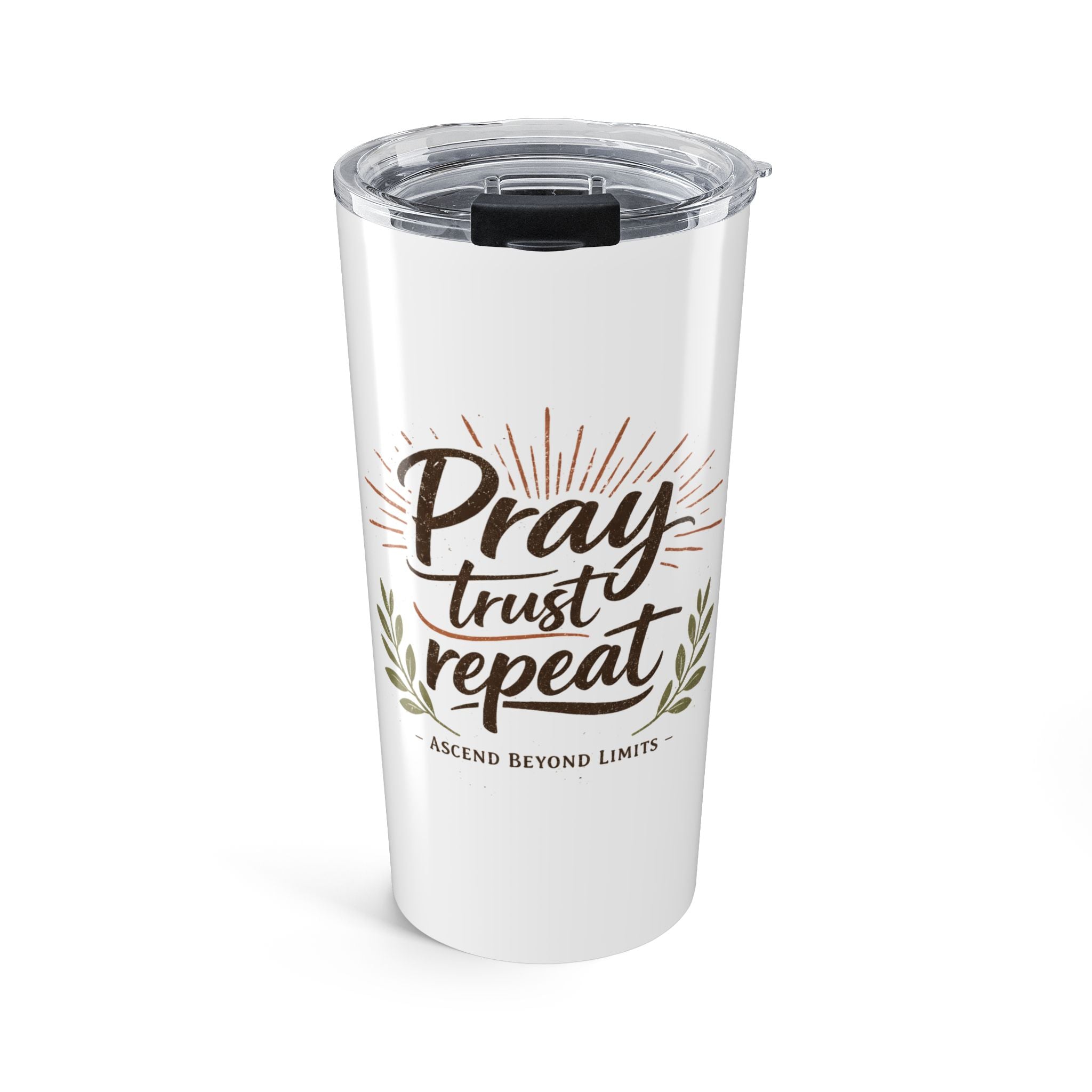 Pray Trust Repeat 20oz Tumbler — Inspirational Faith Stainless Travel Cup