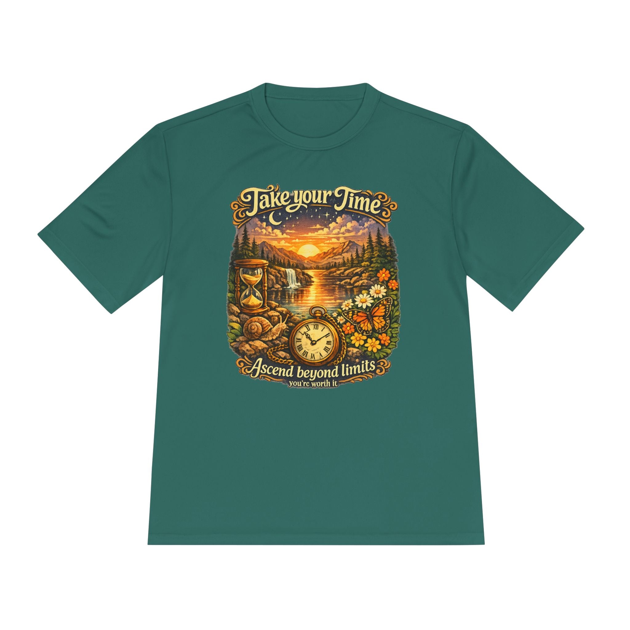 Take Your Time Scenic Tee — 'Take Your Time, Ascend Beyond Limits' Relaxed Vintage Nature Shirt