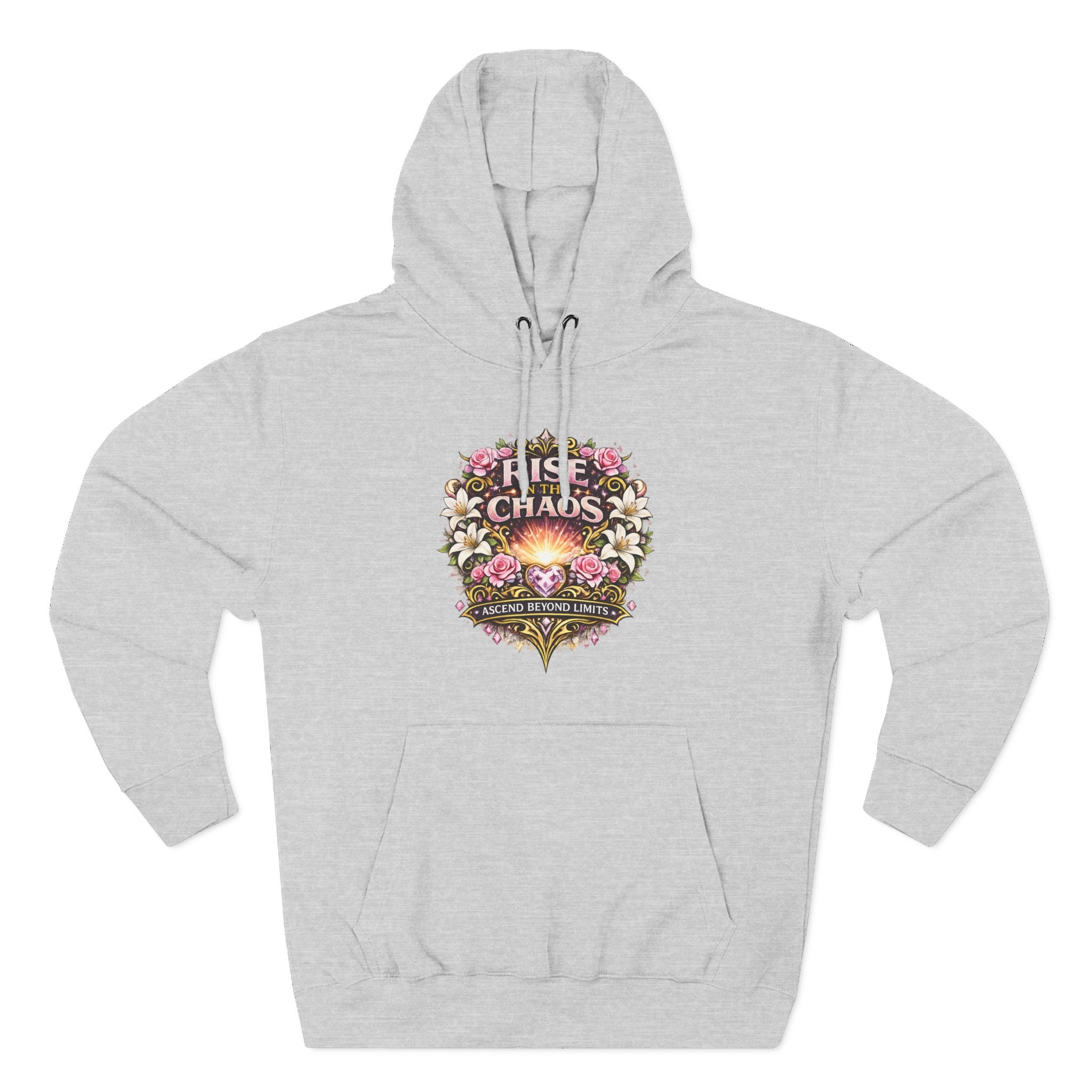 Floral 'Rise from Chaos' Hoodie — Vintage Crest Graphic Pullover