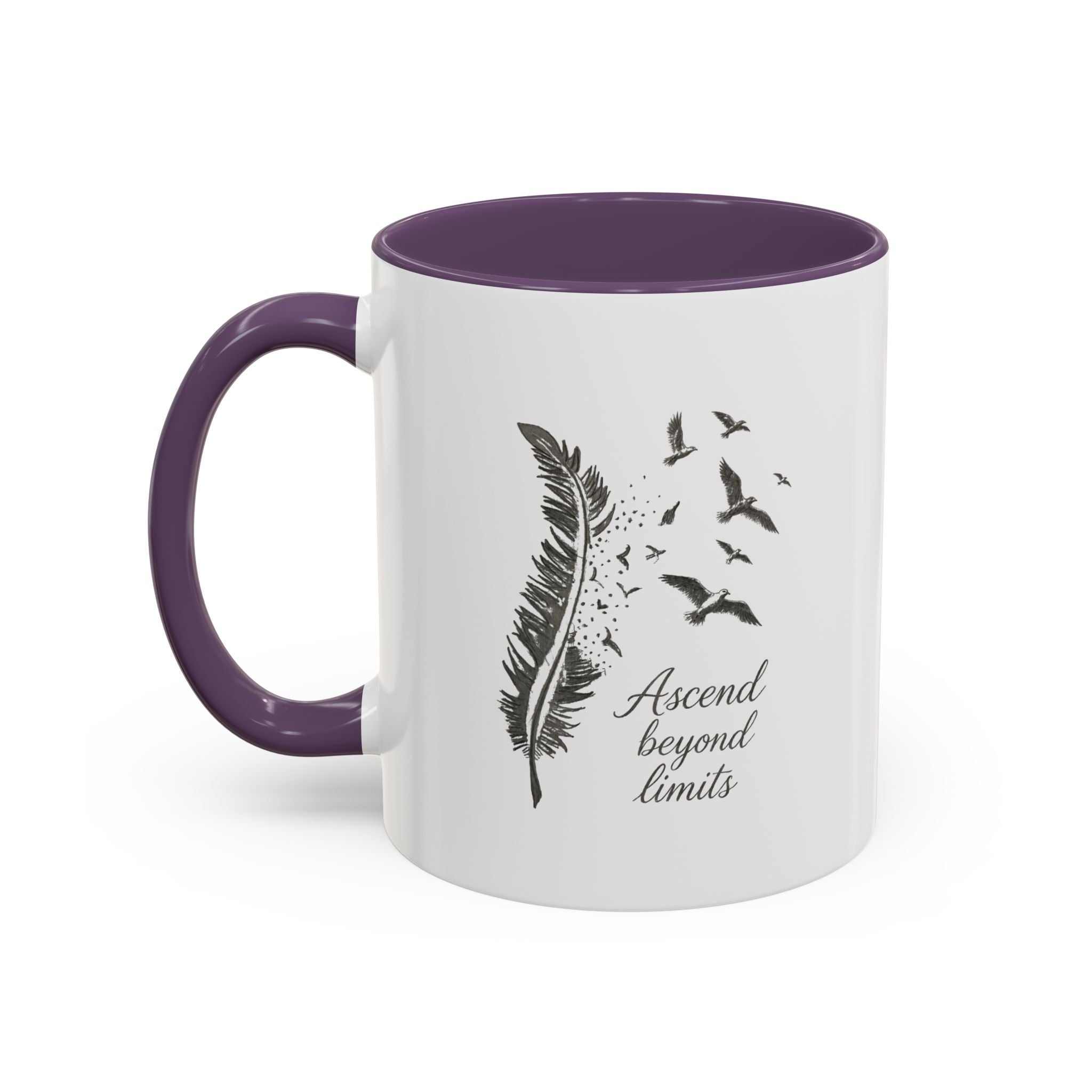 Ascend Beyond Limits- hand sketched feather Coffee-Accent Mug (11/15oz)
