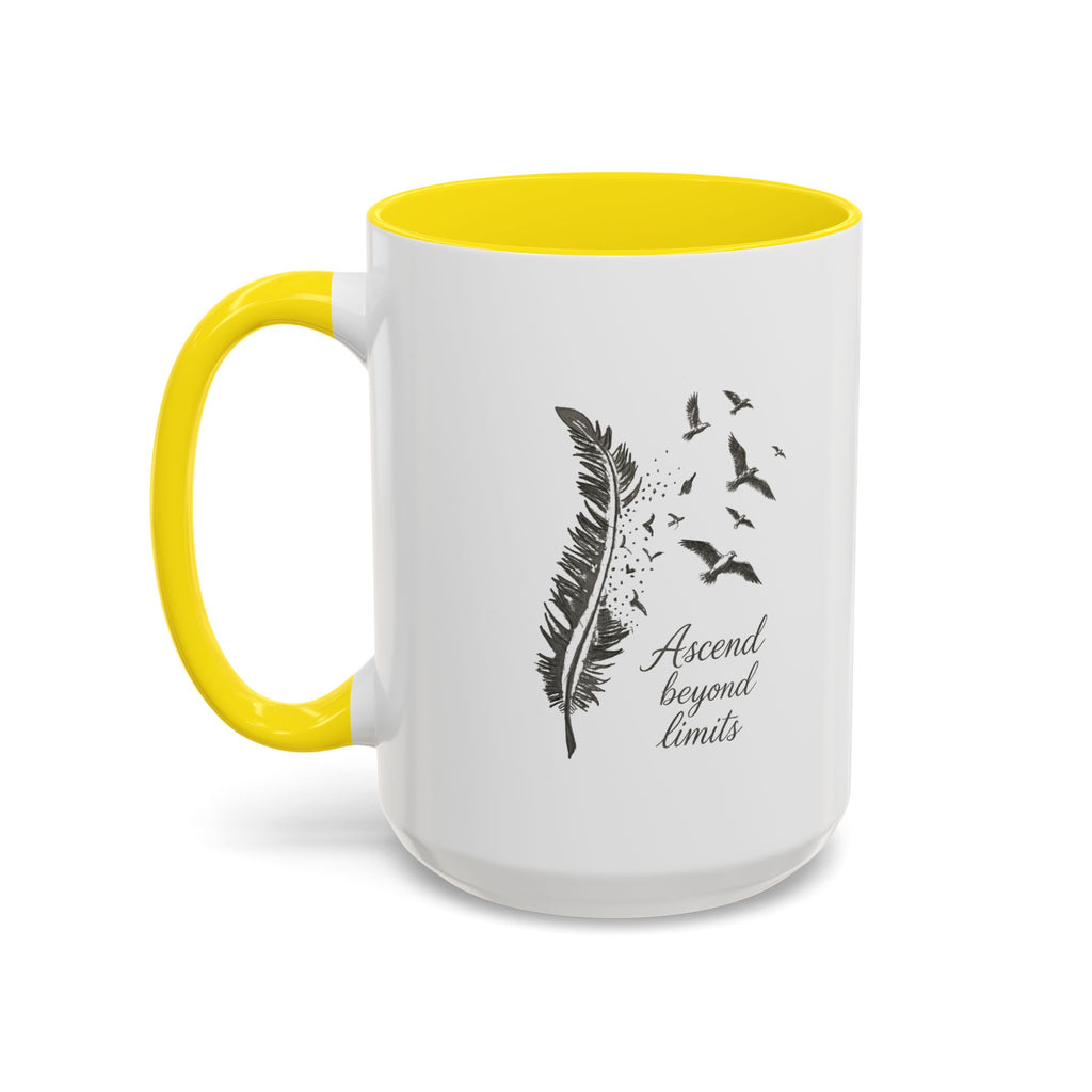 Ascend Beyond Limits- hand sketched feather Coffee-Accent Mug (11/15oz)