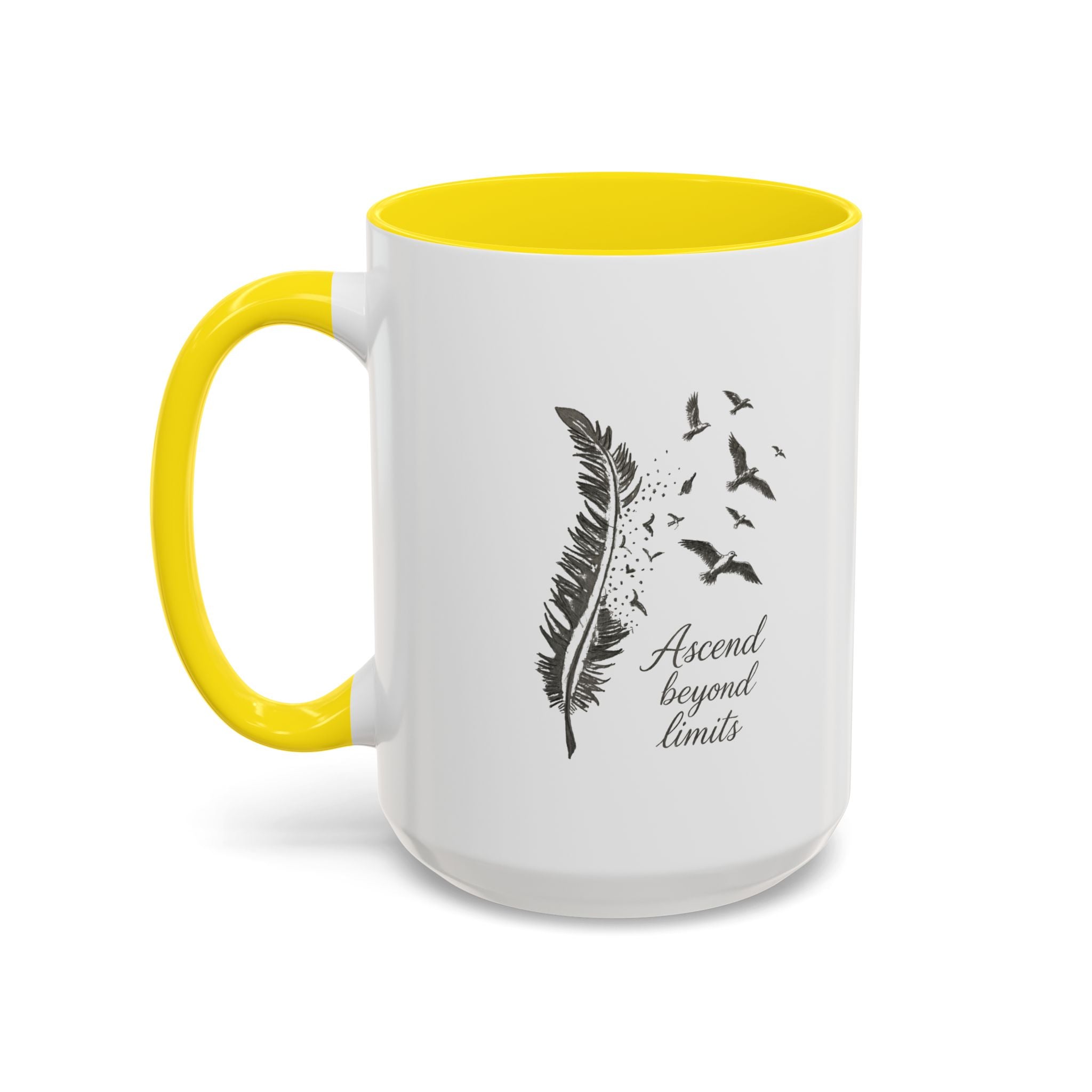Ascend Beyond Limits- hand sketched feather Coffee-Accent Mug (11/15oz)