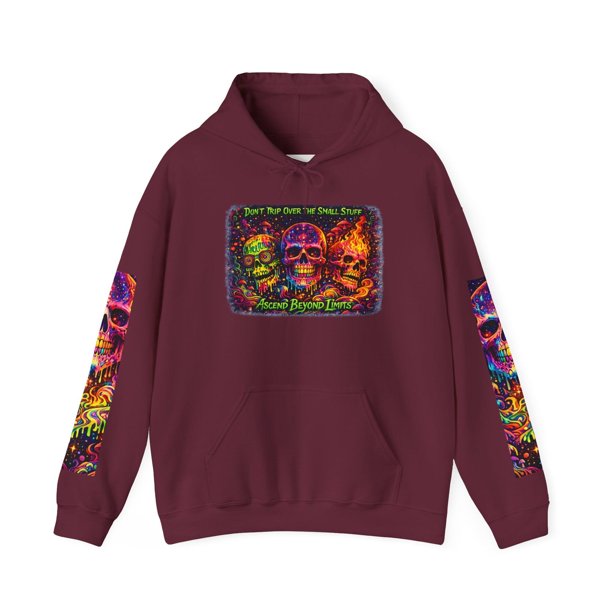 Psychedelic Skull Hoodie – "Faces Beyond Limits" Neon Horror Pullover