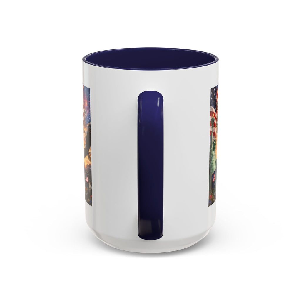 Happy 250th America Coffee Mug — Patriotic Statue of Liberty & Eagle 4th of July Gift