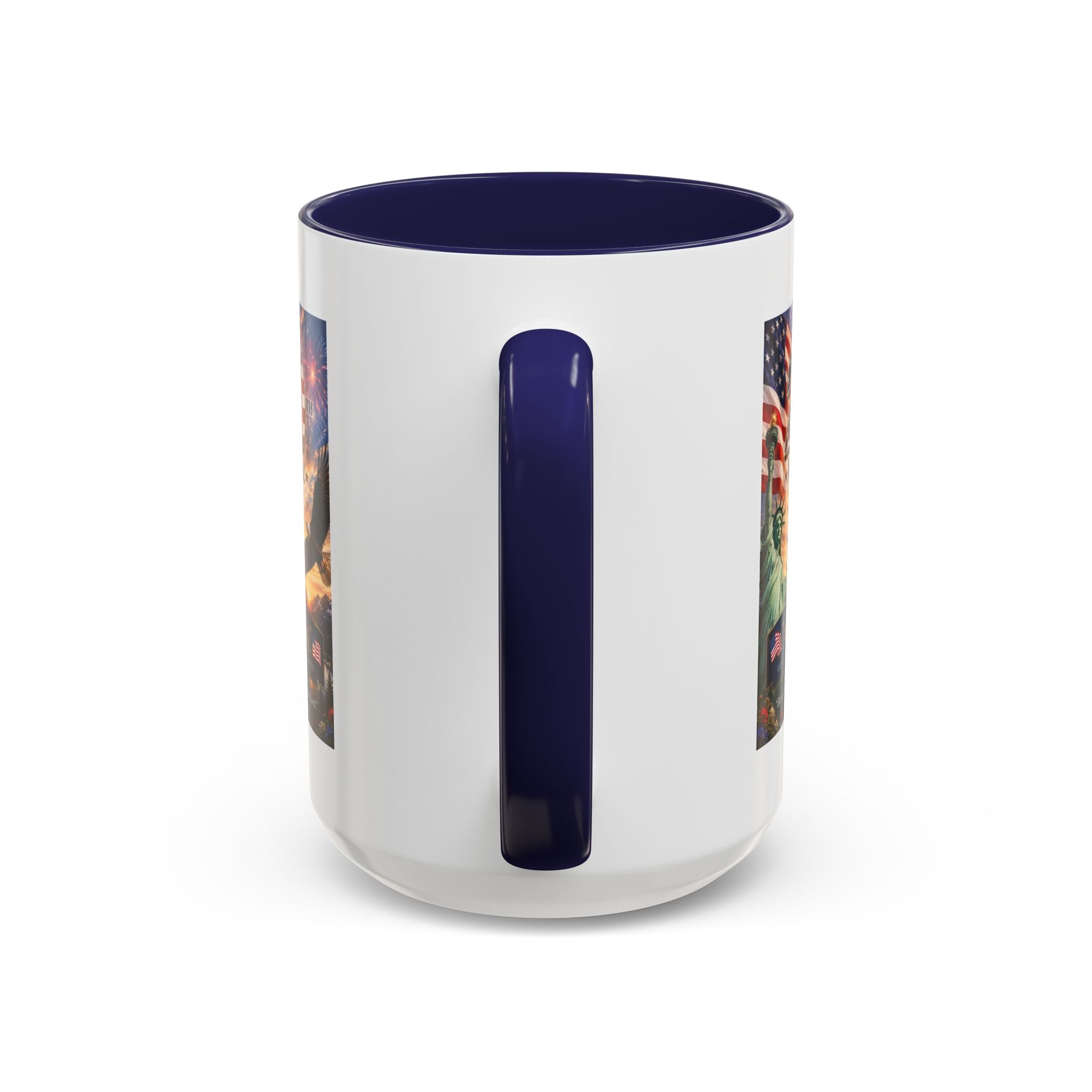 Happy 250th America Coffee Mug — Patriotic Statue of Liberty & Eagle 4th of July Gift