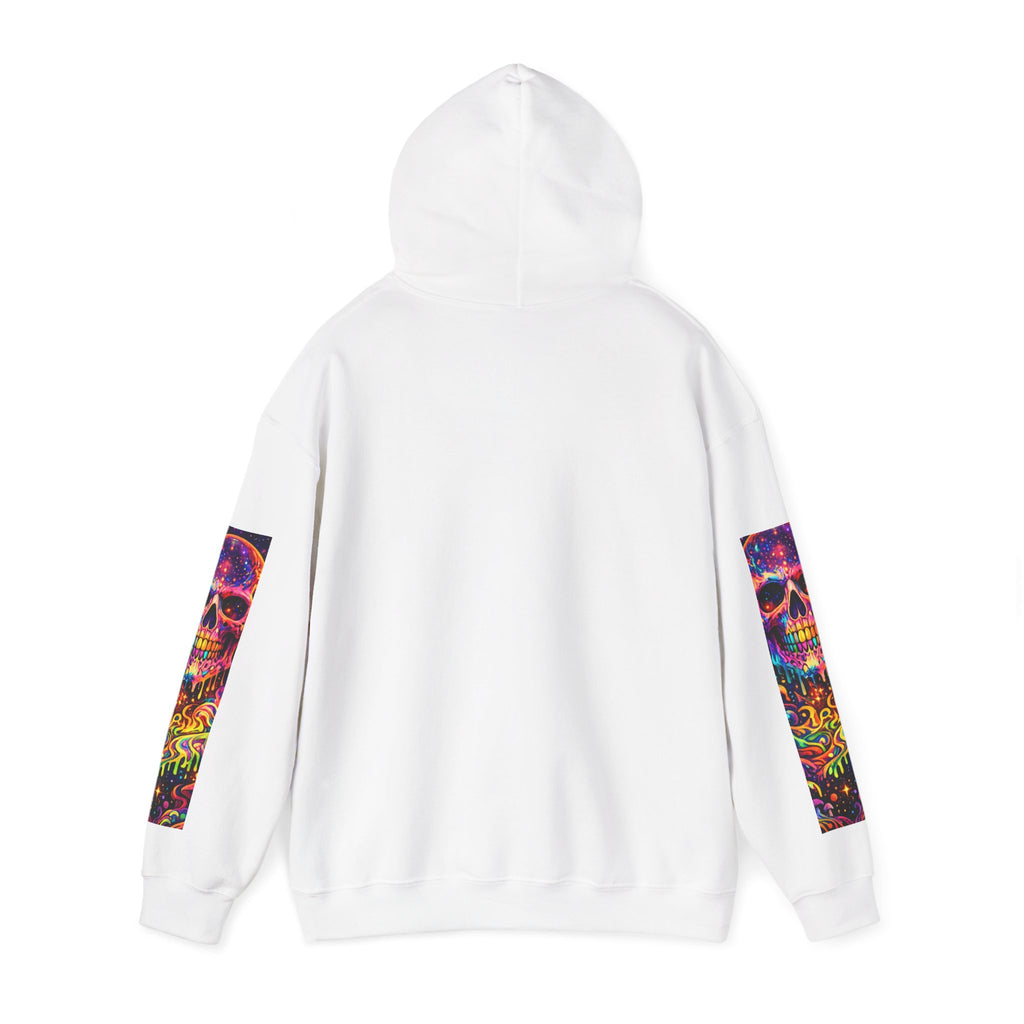 Psychedelic Skull Hoodie – "Faces Beyond Limits" Neon Horror Pullover