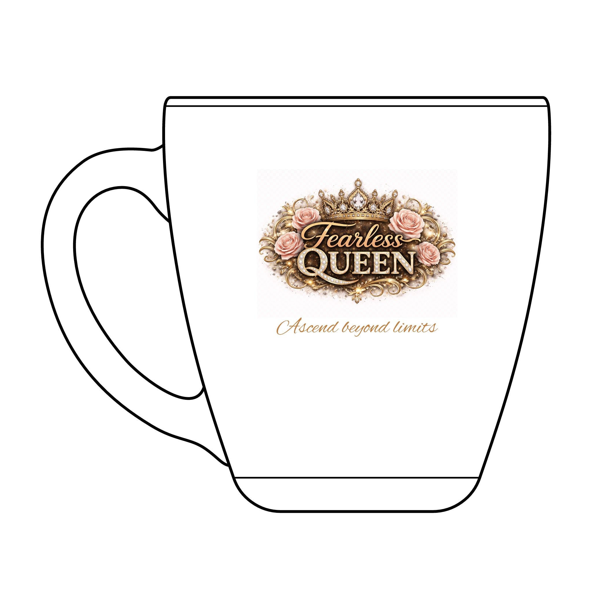 Fearless Queen Engraved Glass Mug — 15.5 oz Tapered Coffee Cup