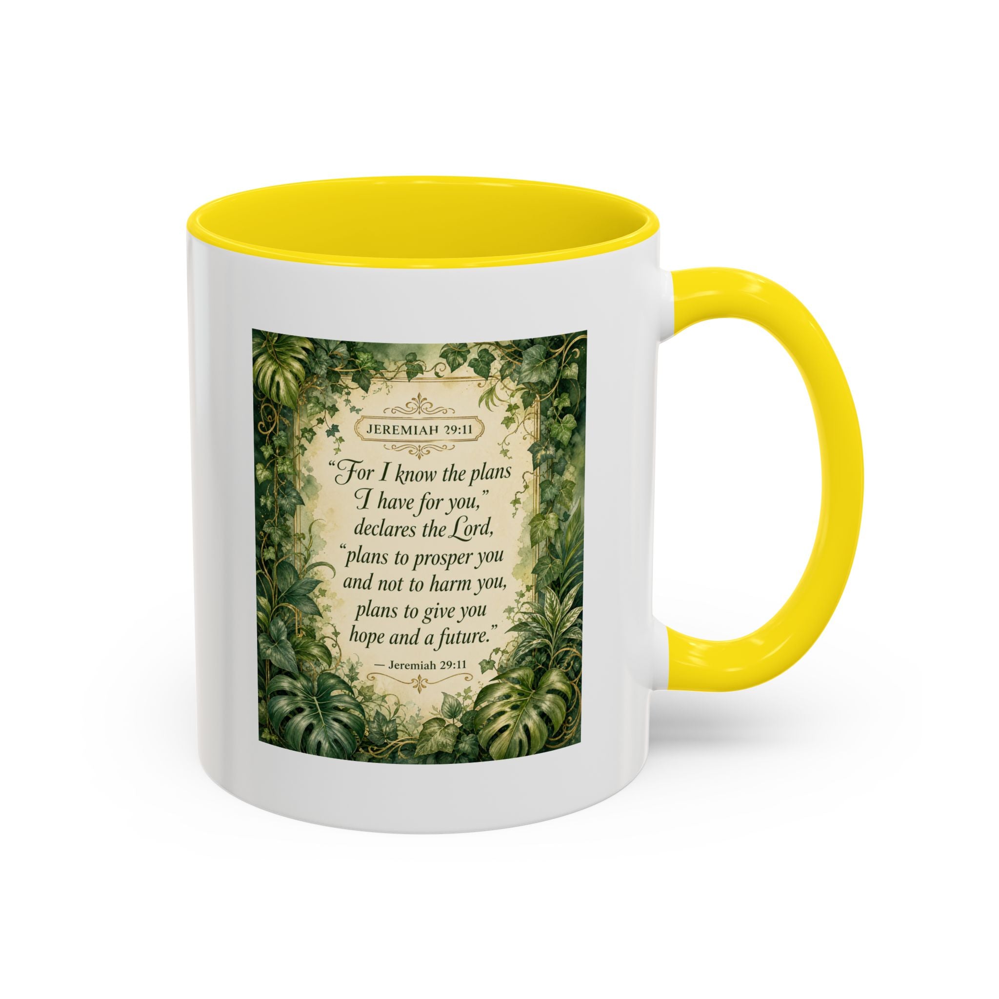 Jeremiah 29:11 Inspirational Coffee Mug – Bible Verse Floral Accent (11/15oz)