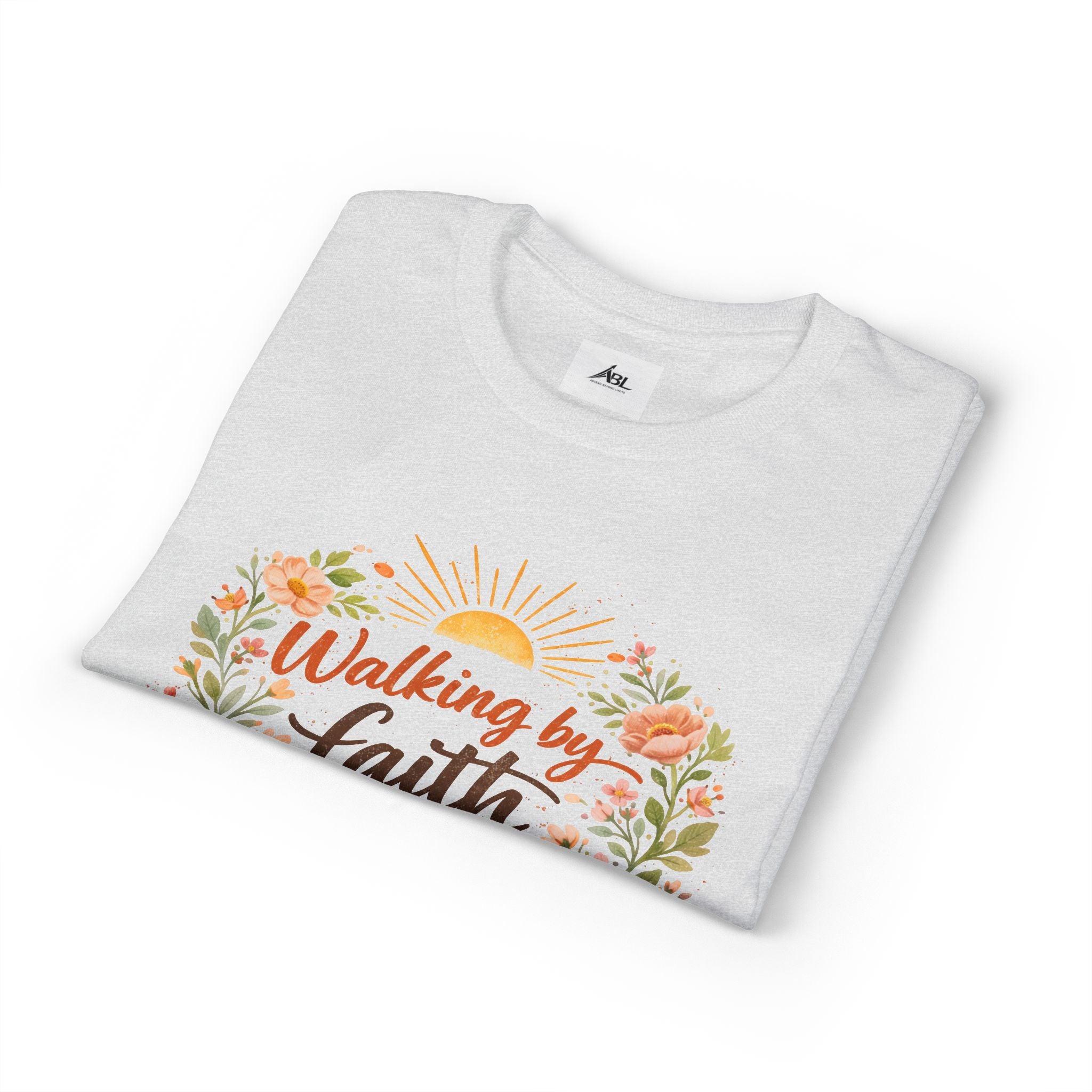 Faith Floral T-Shirt — "Walking by Faith, Not by Sight" Inspirational Tee