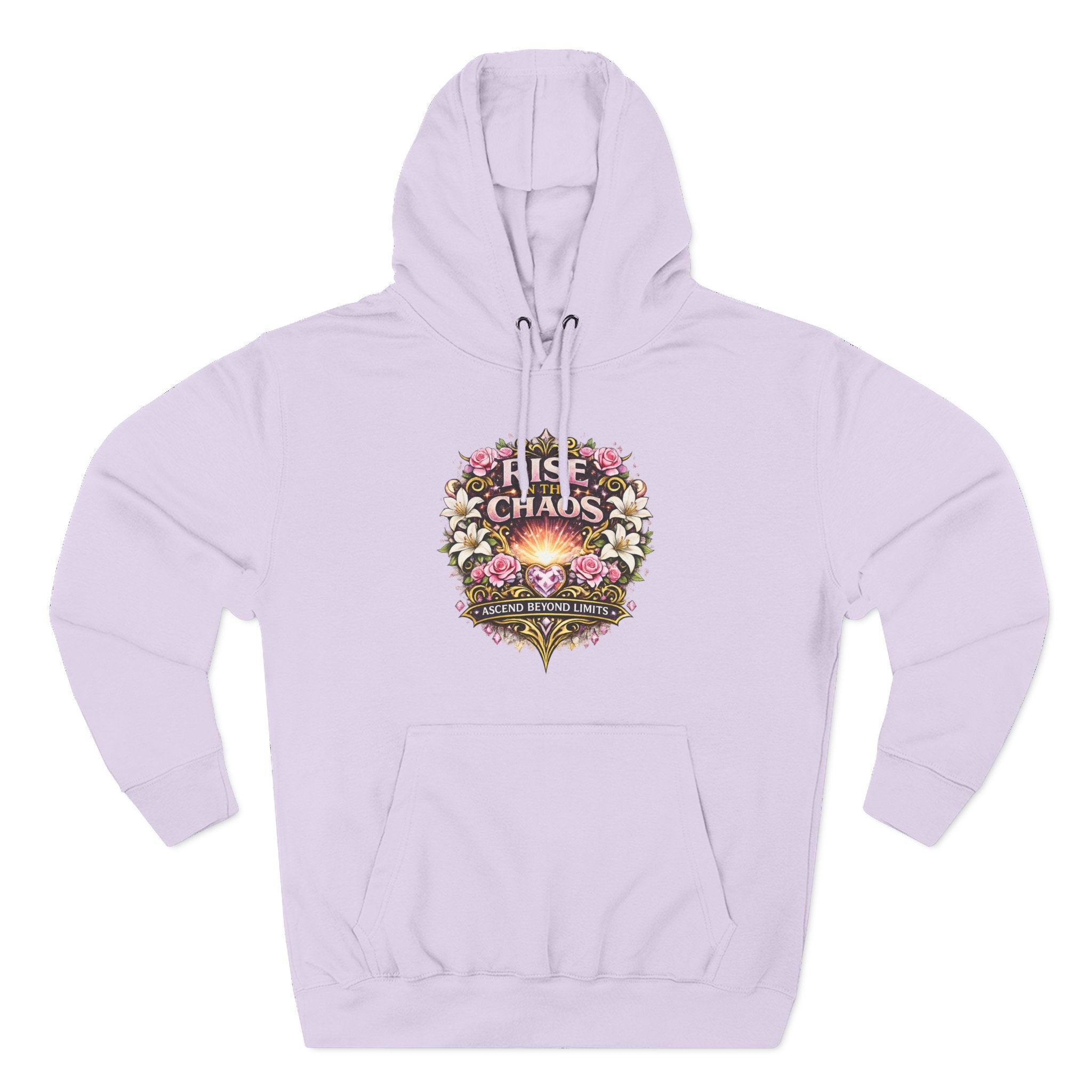 Floral 'Rise from Chaos' Hoodie — Vintage Crest Graphic Pullover