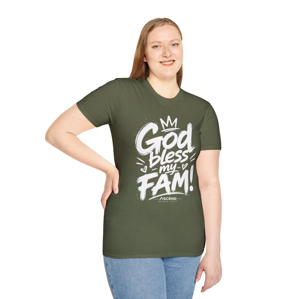 God Bless My Fam T-Shirt — Faith-Based Family Graphic Tee