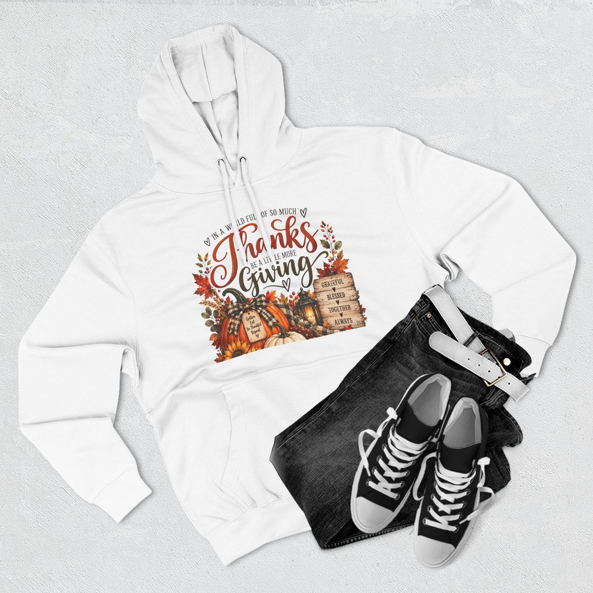 Thanksgiving Harvest Hoodie — Give Thanks Fleece Pullover
