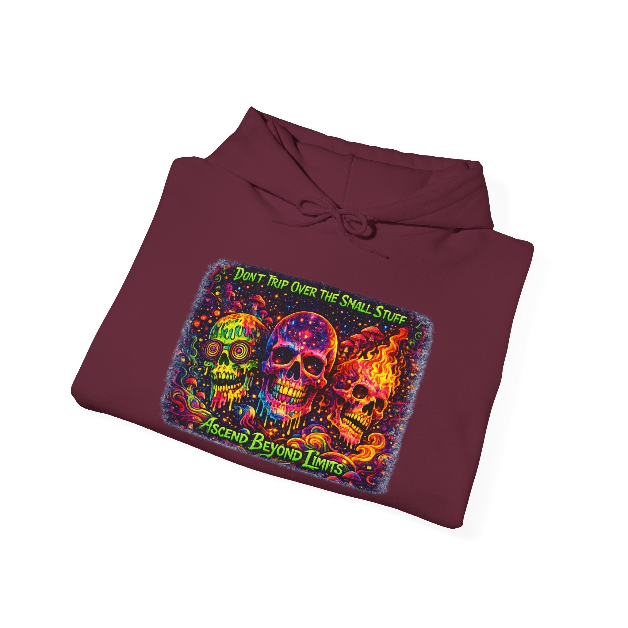 Psychedelic Skull Hoodie – "Faces Beyond Limits" Neon Horror Pullover