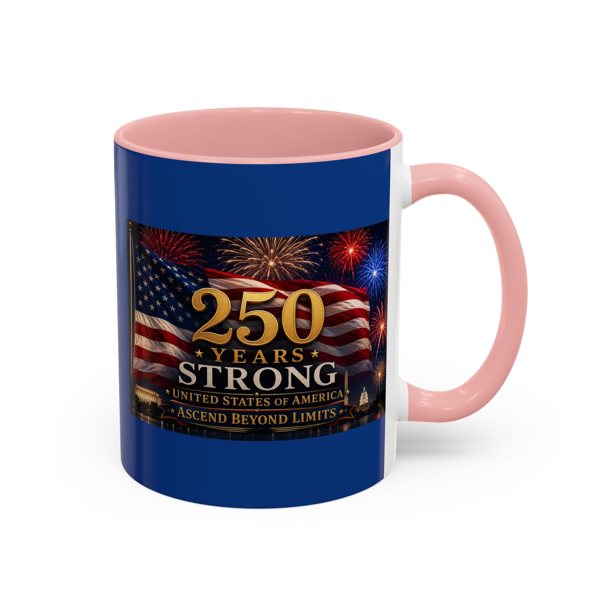 250 Years America Strong Coffee Mug — Patriotic USA Anniversary 11/15oz