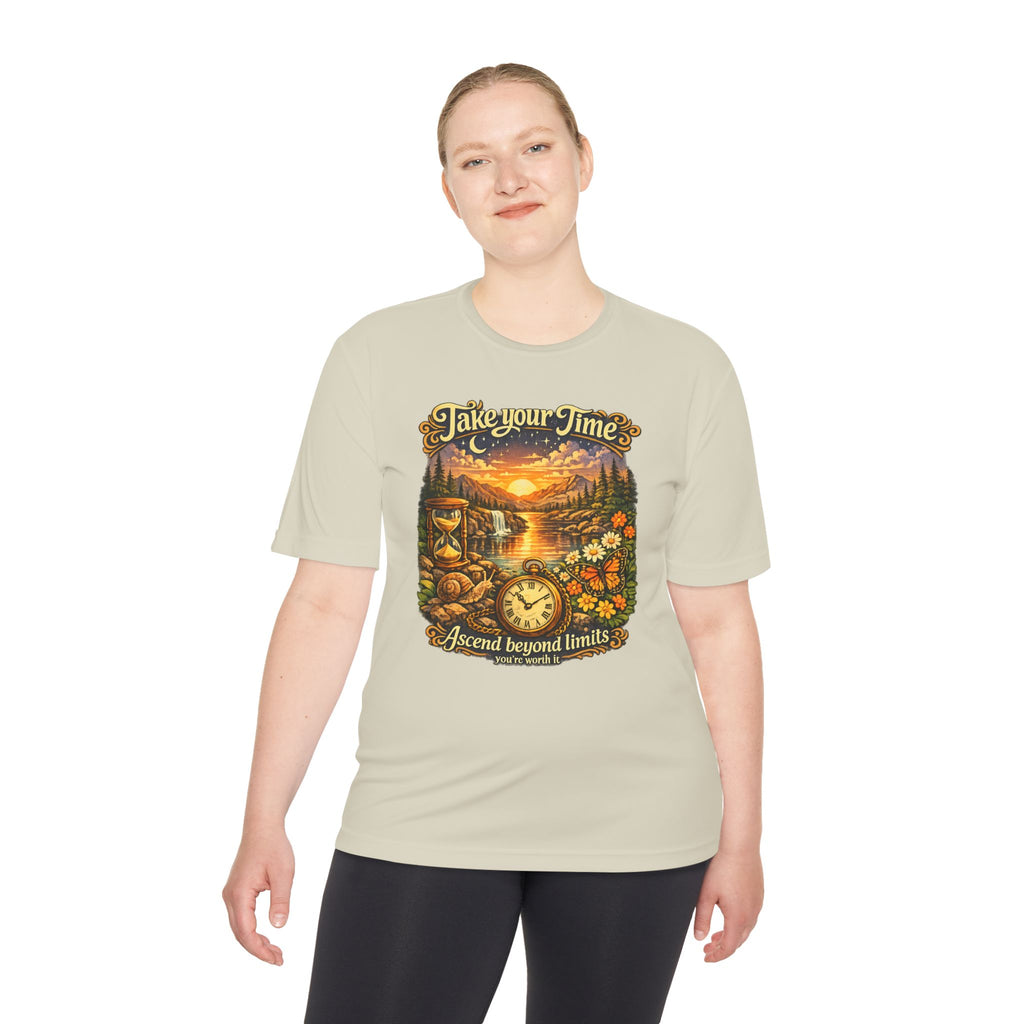 Take Your Time Scenic Tee — 'Take Your Time, Ascend Beyond Limits' Relaxed Vintage Nature Shirt