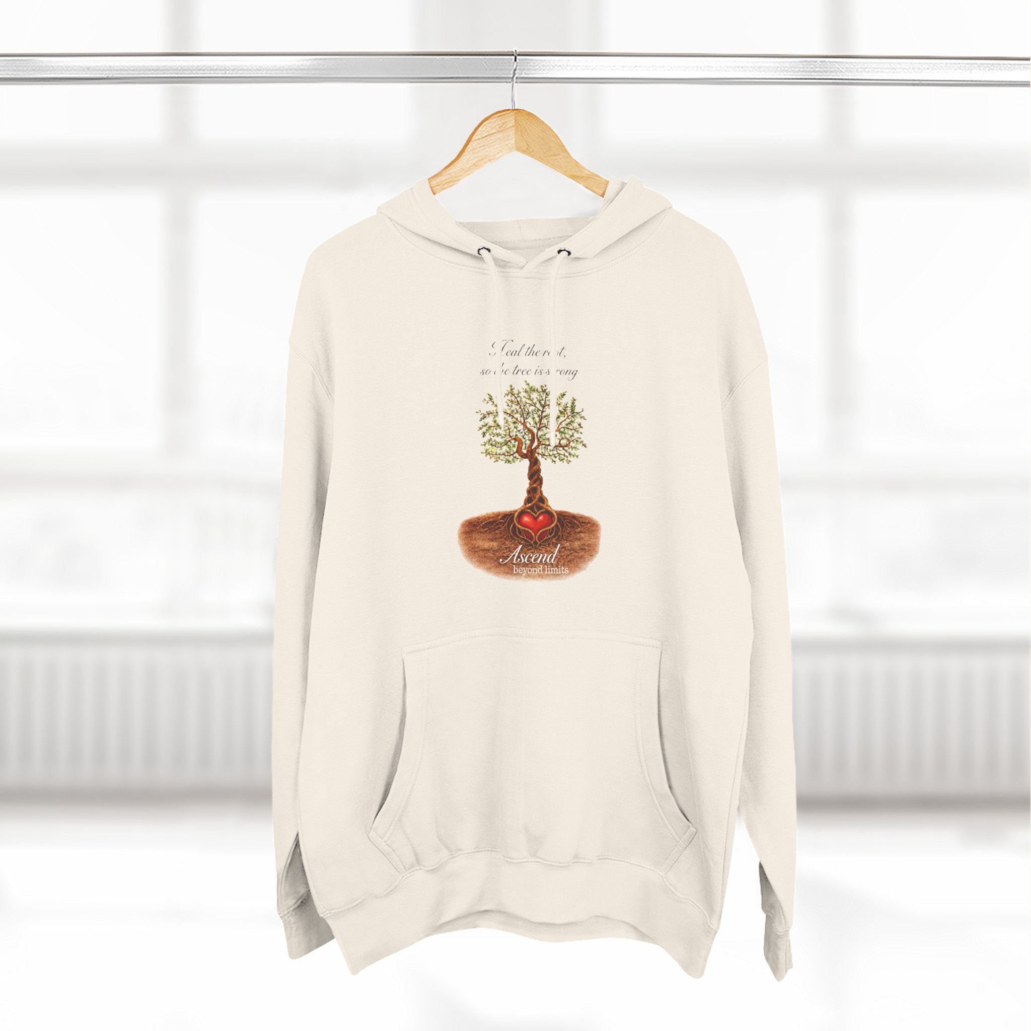 Ascend Beyond Limits Hoodie — 'Heal the Root' Tree Graphic Fleece Hoodie