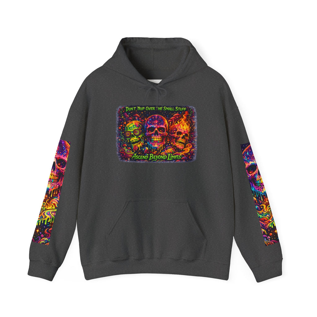 Psychedelic Skull Hoodie – "Faces Beyond Limits" Neon Horror Pullover