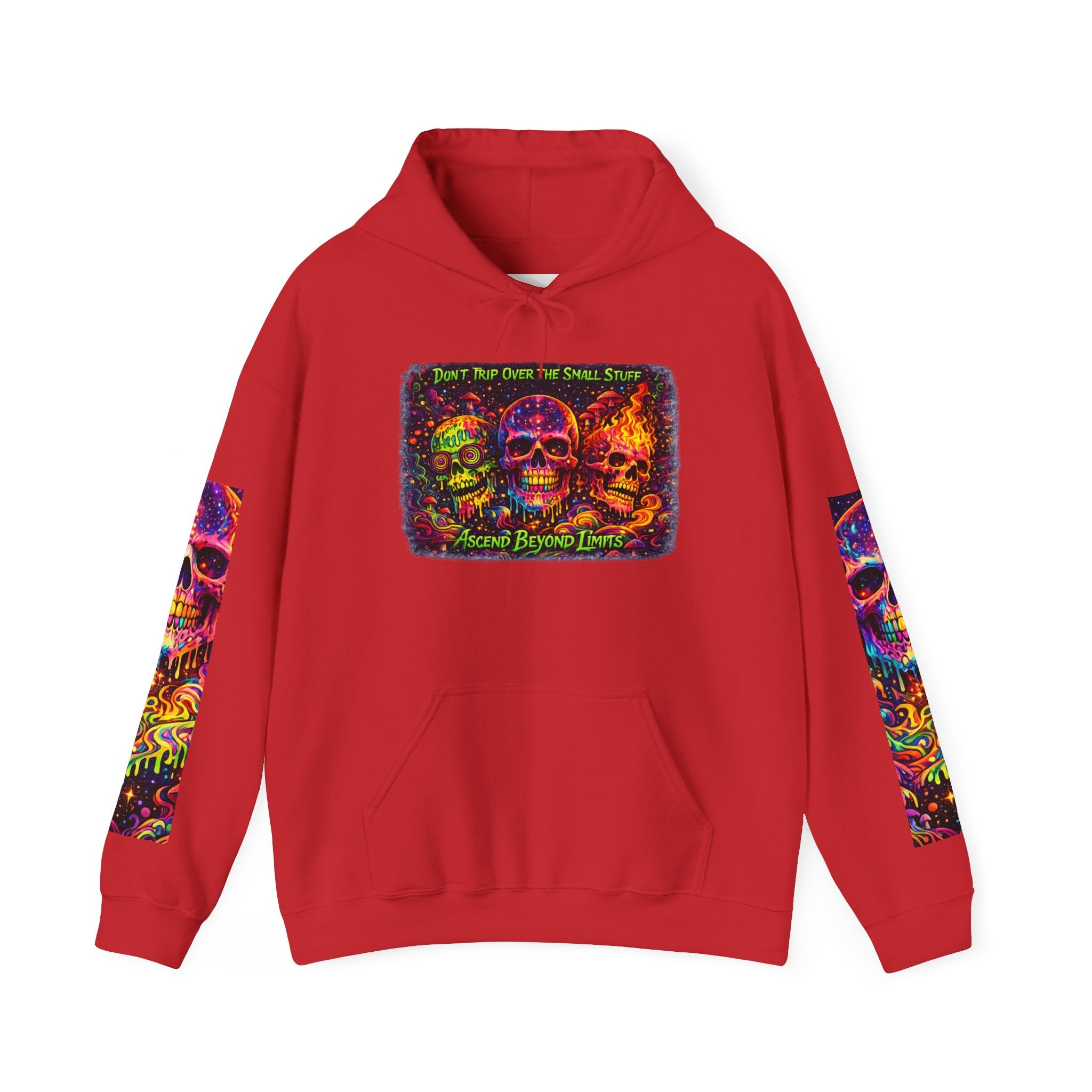 Psychedelic Skull Hoodie – "Faces Beyond Limits" Neon Horror Pullover