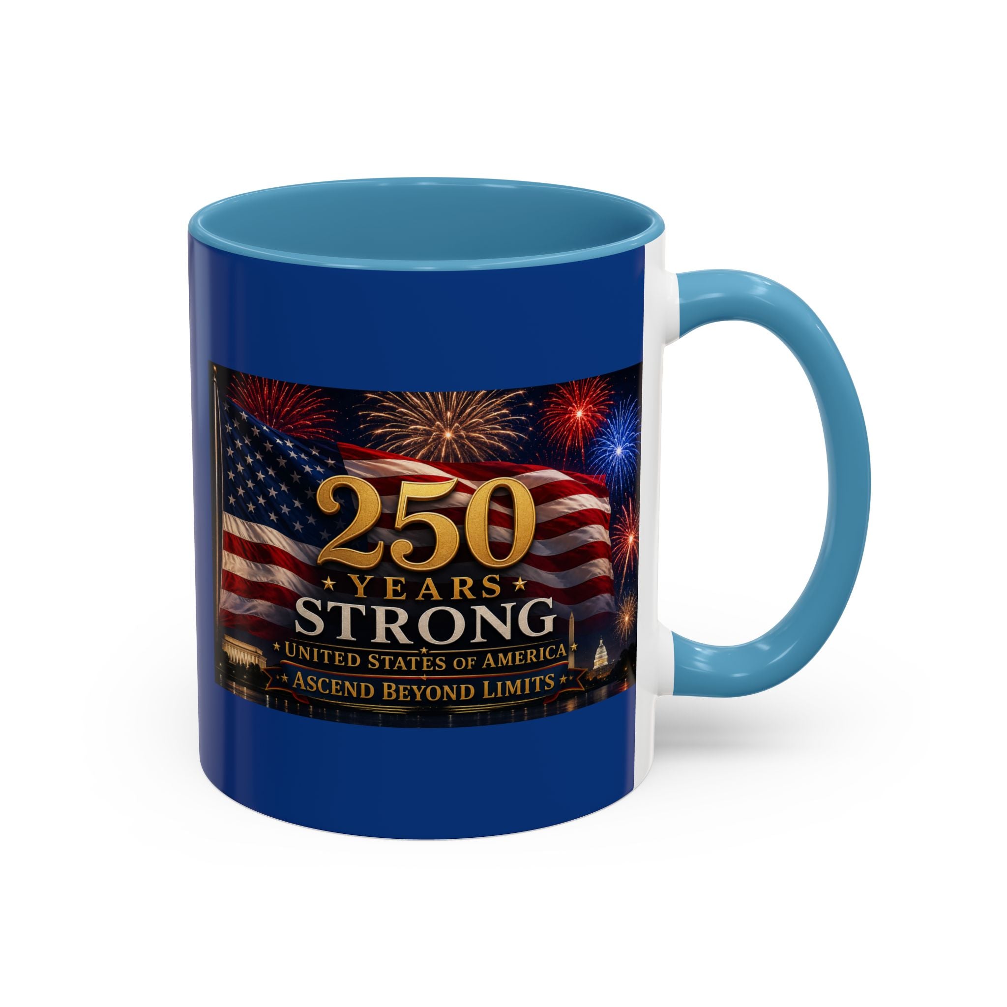 250 Years America Strong Coffee Mug — Patriotic USA Anniversary 11/15oz