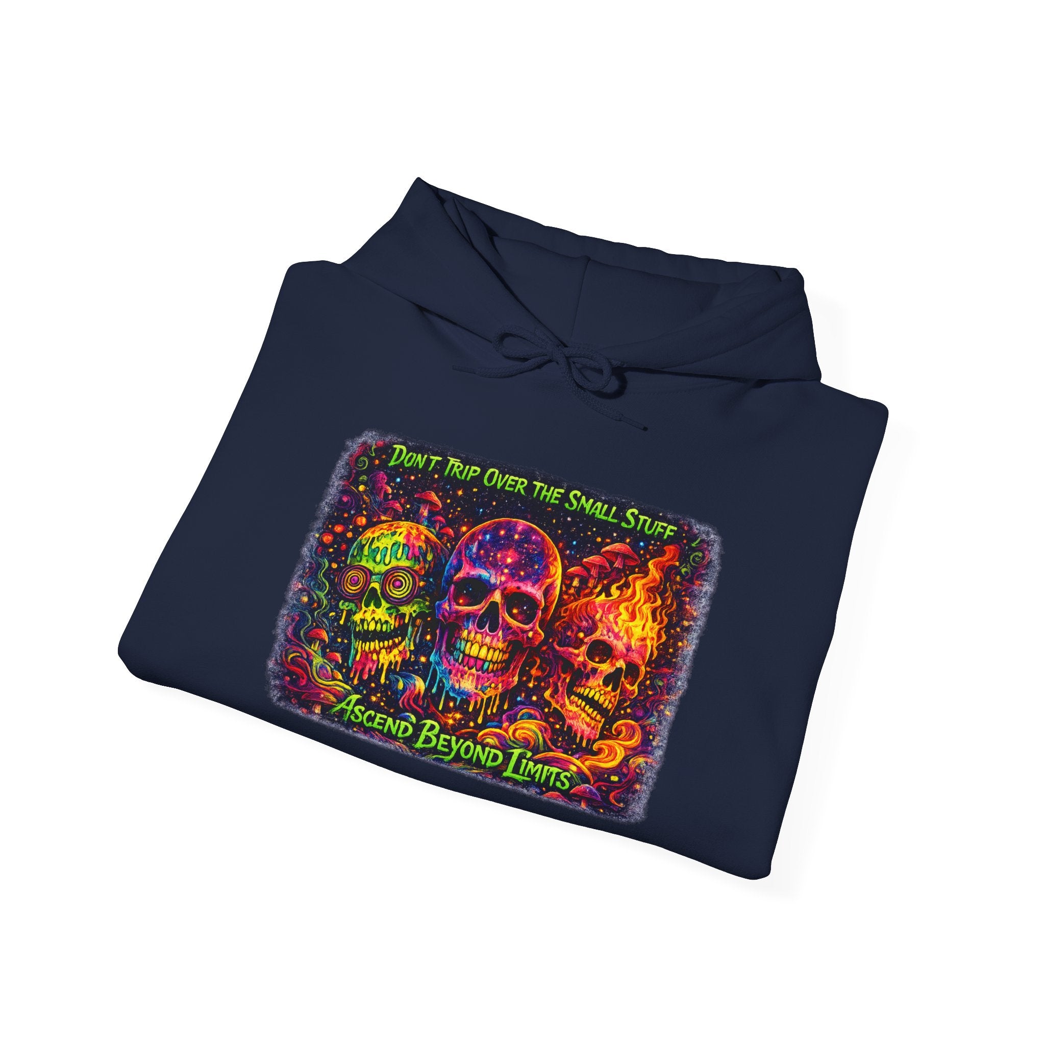 Psychedelic Skull Hoodie – "Faces Beyond Limits" Neon Horror Pullover