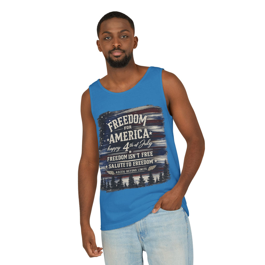 Freedom for America 4th of July Tank Top — Patriotic Salute to Freedom