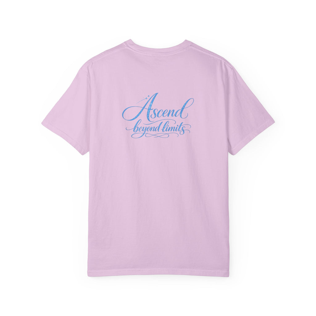 Yashua Is King T‑Shirt — Heavenly Gold Faith Tee (Back: "Ascend beyond limits")
