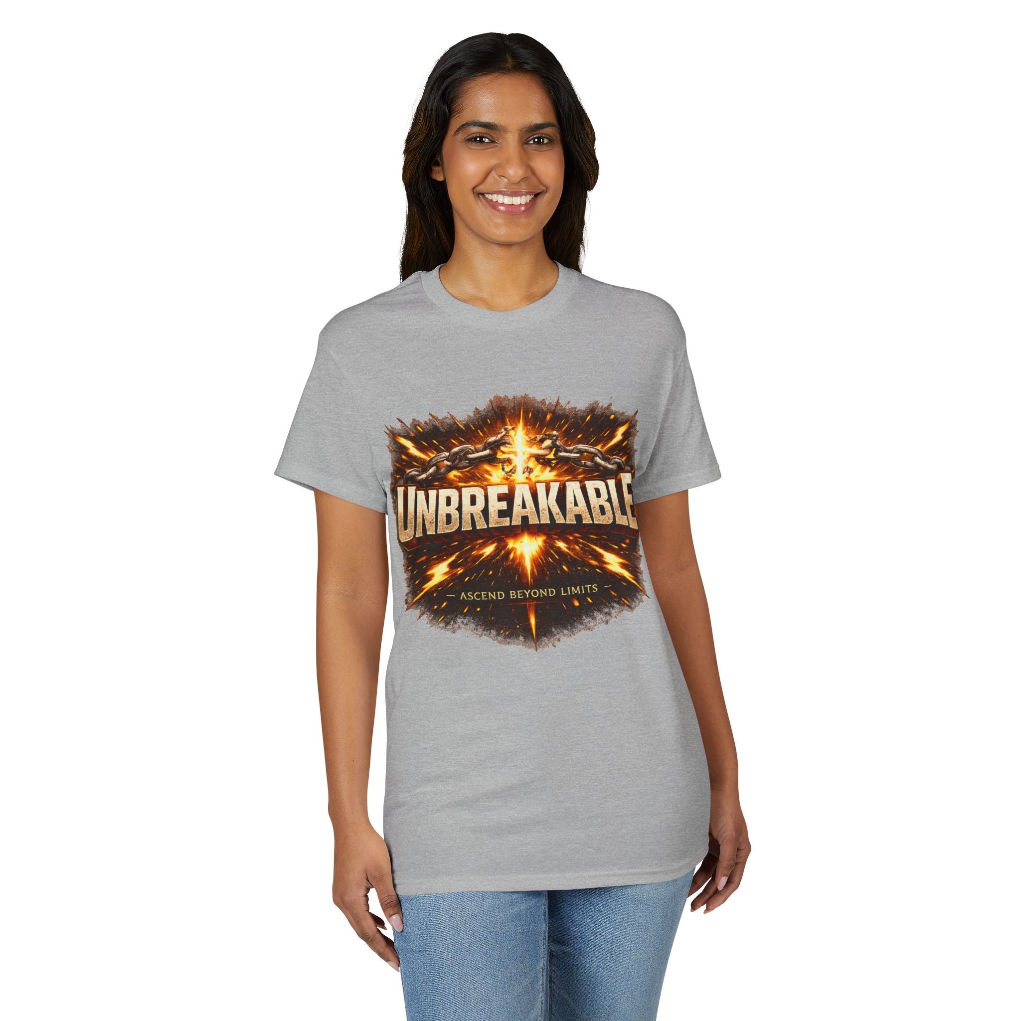 Unbreakable Graphic T‑Shirt — Bold Fireburst Motivational Tee