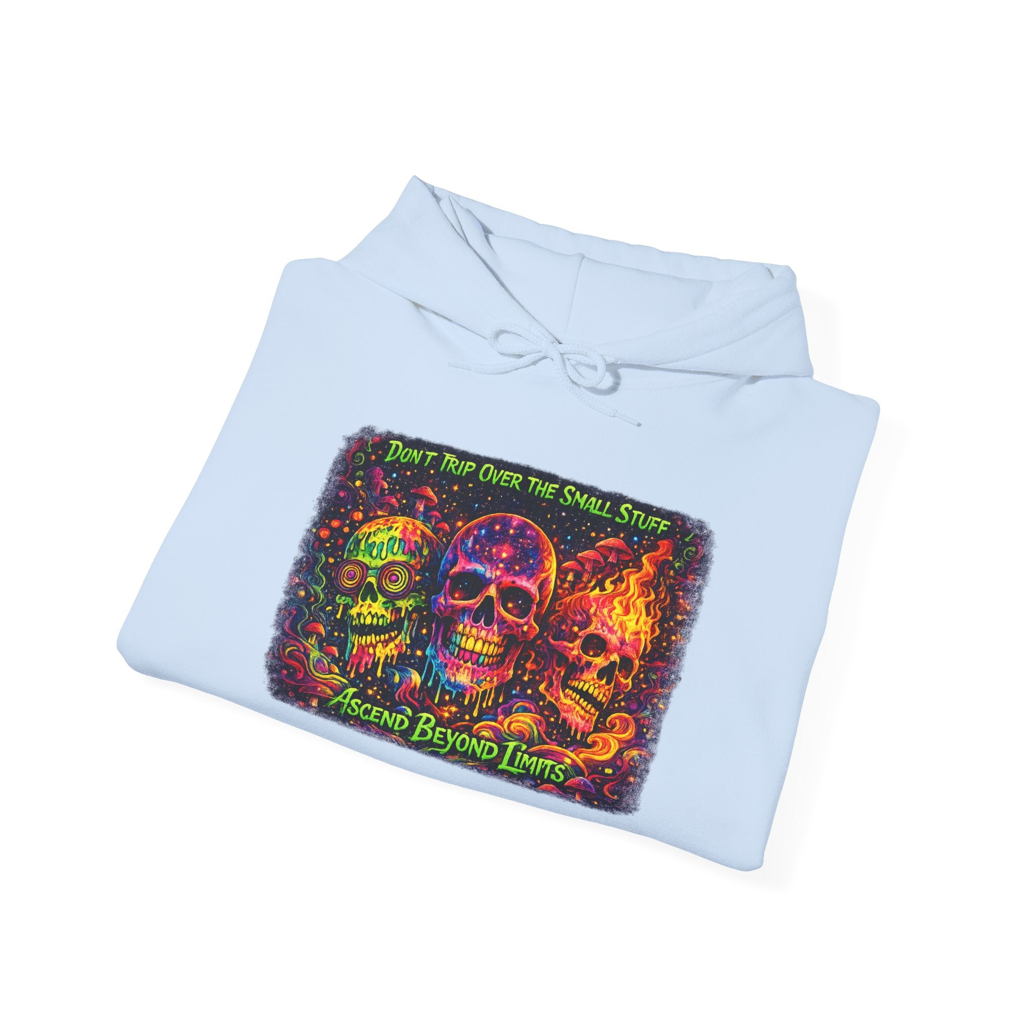 Psychedelic Skull Hoodie – "Faces Beyond Limits" Neon Horror Pullover