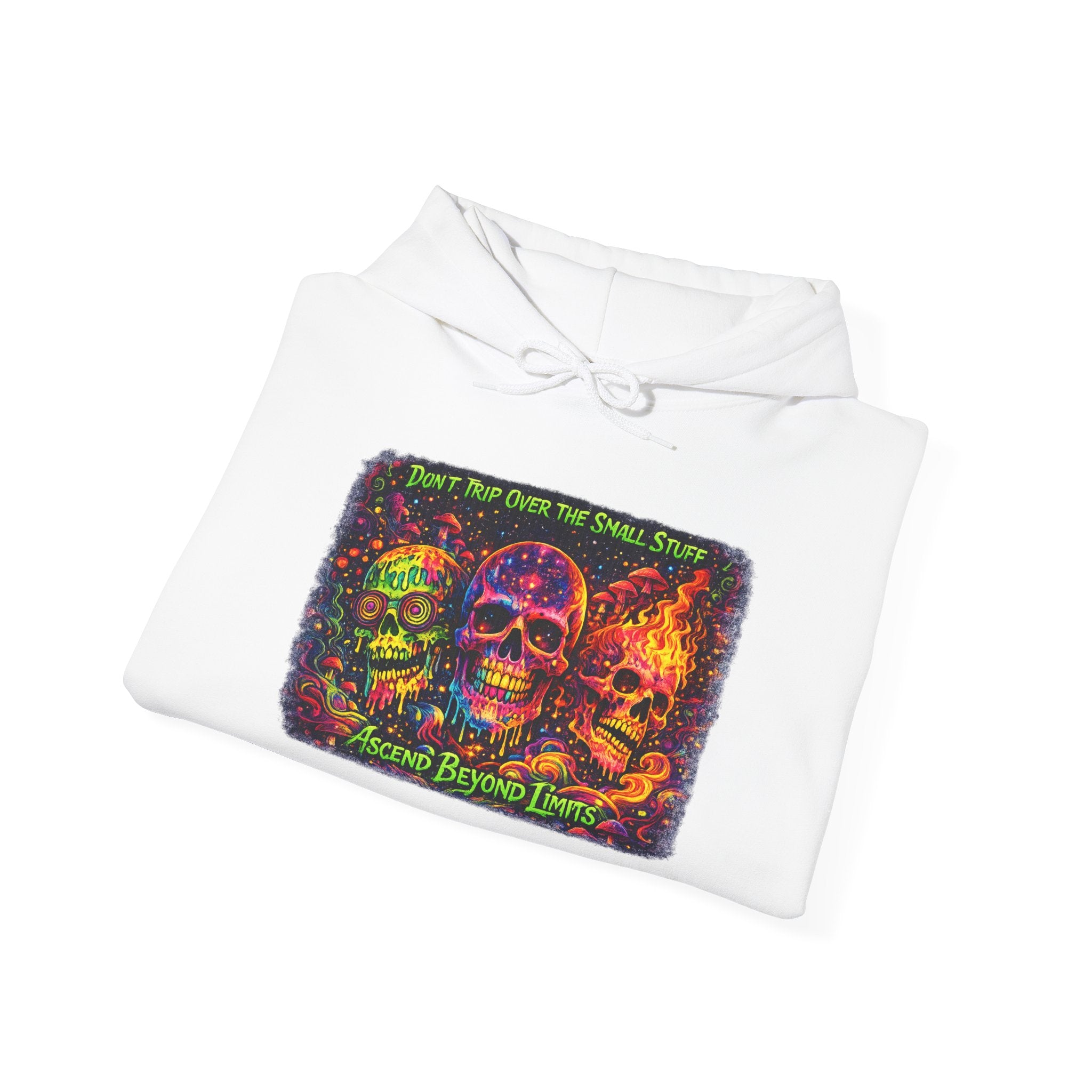 Psychedelic Skull Hoodie – "Faces Beyond Limits" Neon Horror Pullover